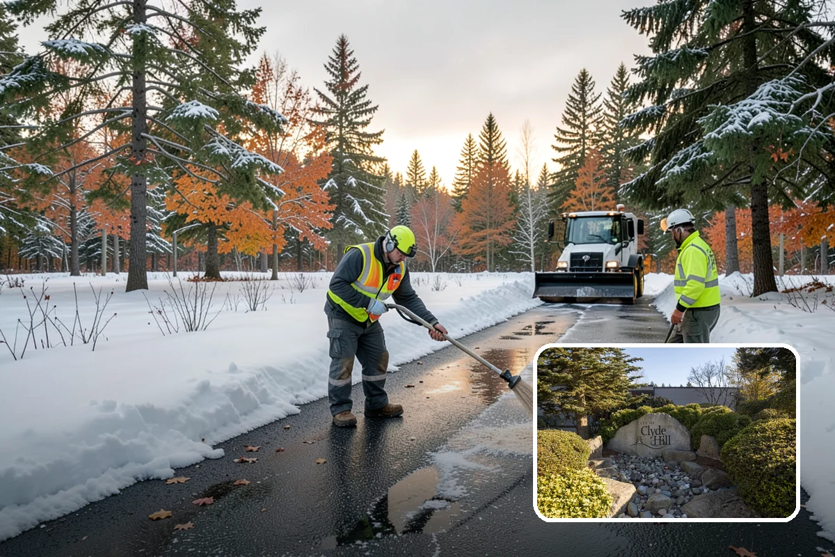 Industrial Facility Sidewalk Clearing in Clyde Hill, King County, WA - Reduces Washington L and I worker injury claims and lost time
