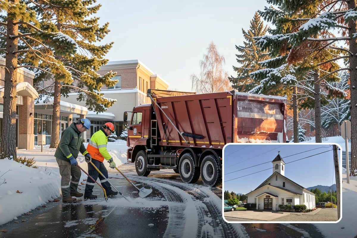Industrial Facility Sidewalk Clearing in Concrete, Skagit County, WA - Reduces Washington L and I worker injury claims and lost time