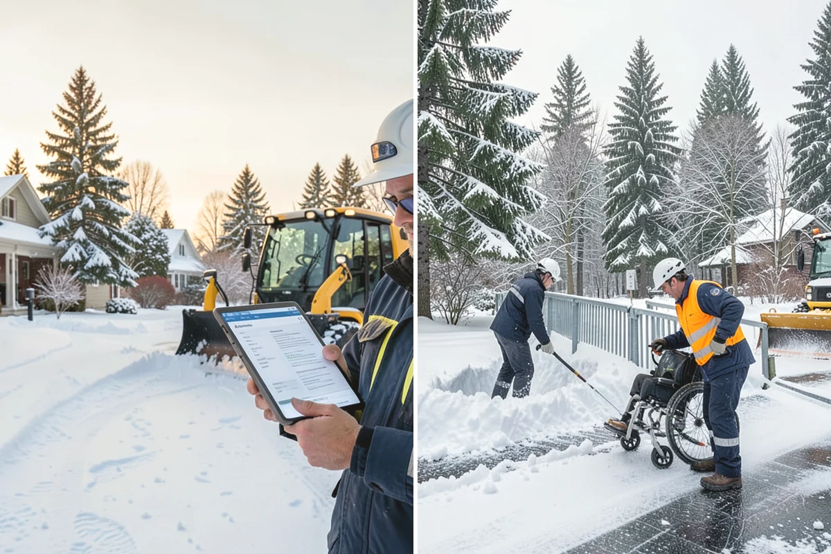 Industrial Facility Sidewalk Clearing in Covington, King County, WA - Identify worker walkways between lots, gates, and buildings