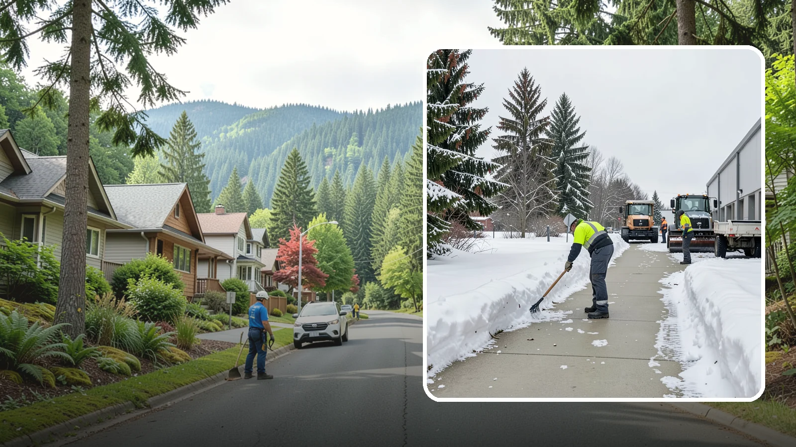 Industrial Facility Sidewalk Clearing in Darrington, Snohomish County, WA - Worker-safety sidewalk clearing for Western Washington industrial facilities, keeping crew walkways between buildings and lots...