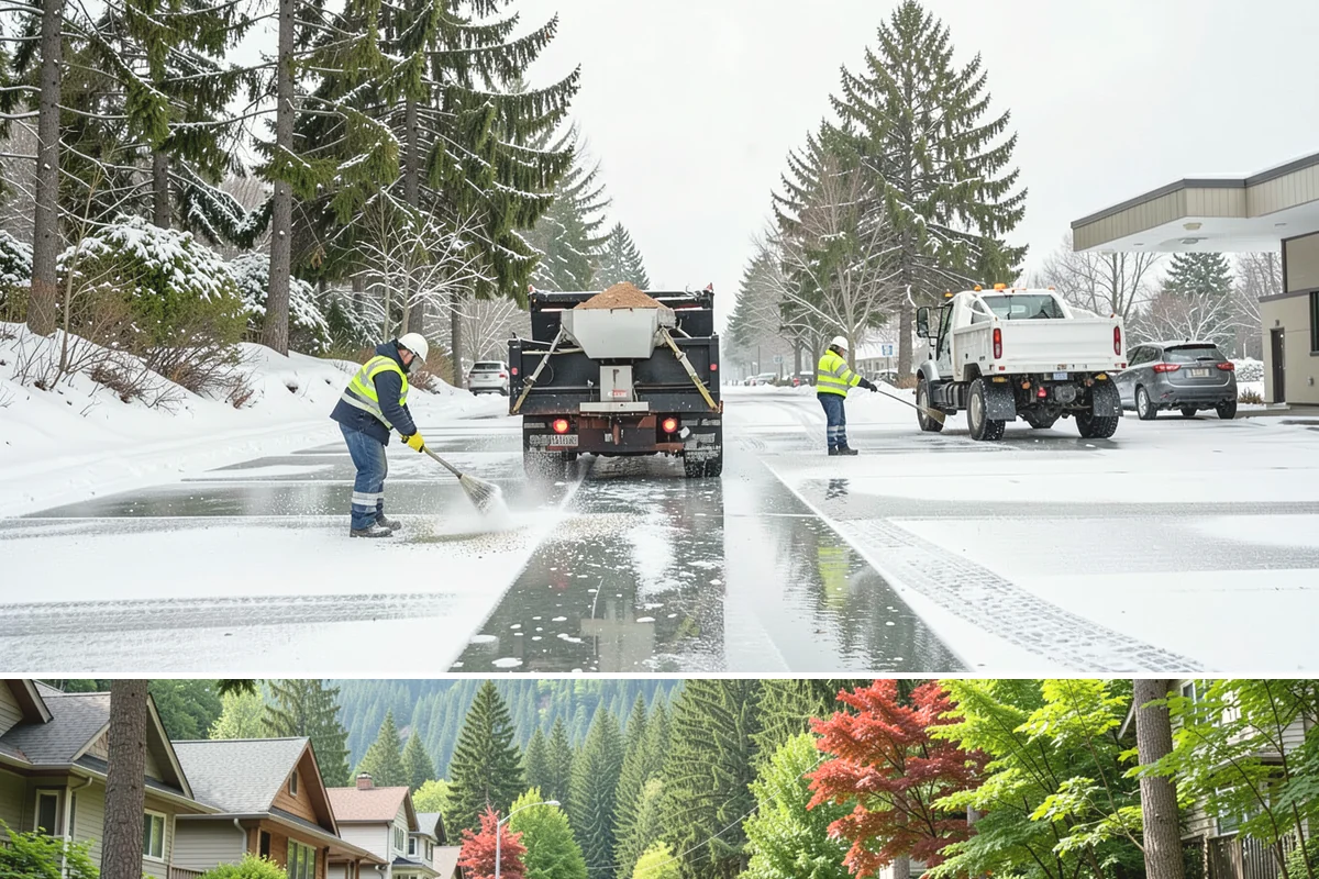 Industrial Facility Sidewalk Clearing in Darrington, Snohomish County, WA - Industrial demand holds from December through February, when overnight shifts face the worst refreeze on yard walkways before...