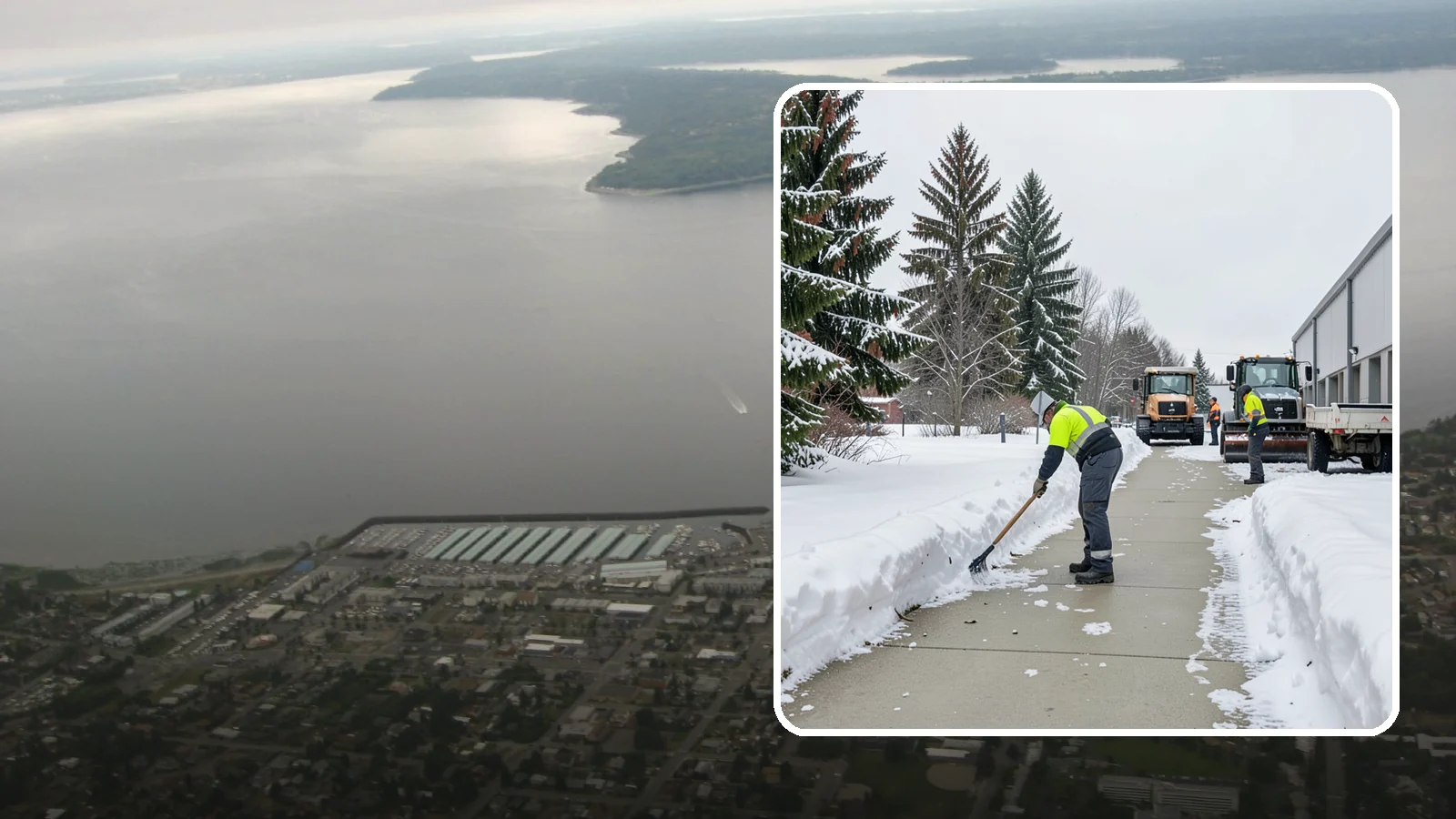 Industrial Facility Sidewalk Clearing in Des Moines, King County, WA - Worker-safety sidewalk clearing for Western Washington industrial facilities, keeping crew walkways between buildings and lots...