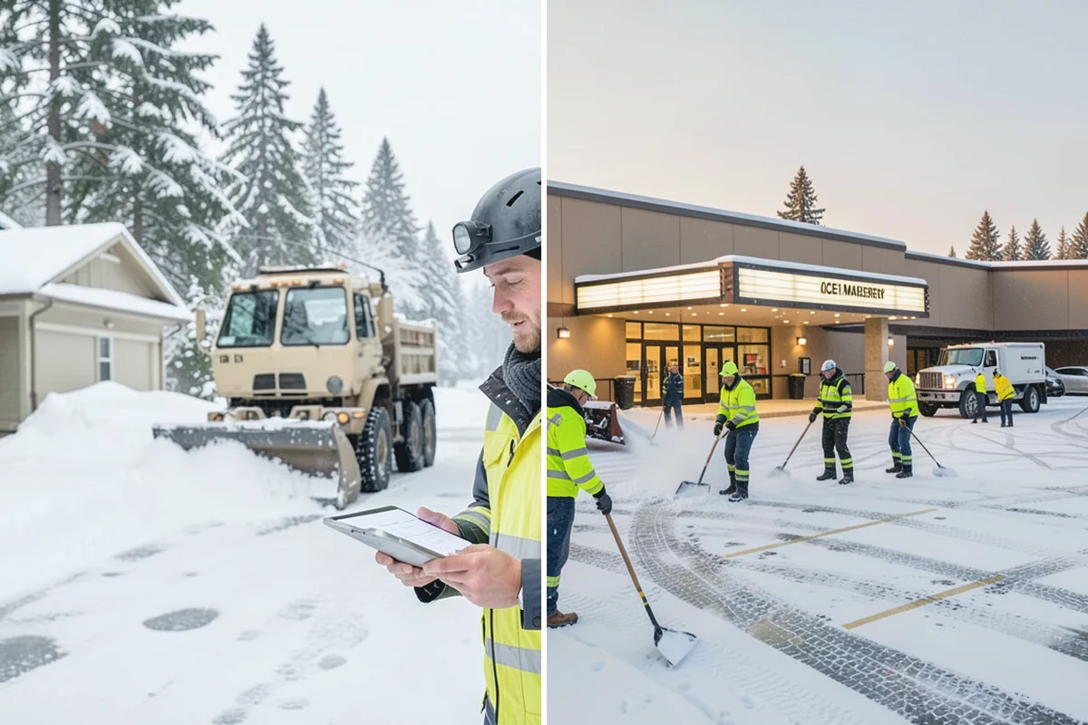 Industrial Facility Sidewalk Clearing in Des Moines, King County, WA - Identify worker walkways between lots, gates, and buildings