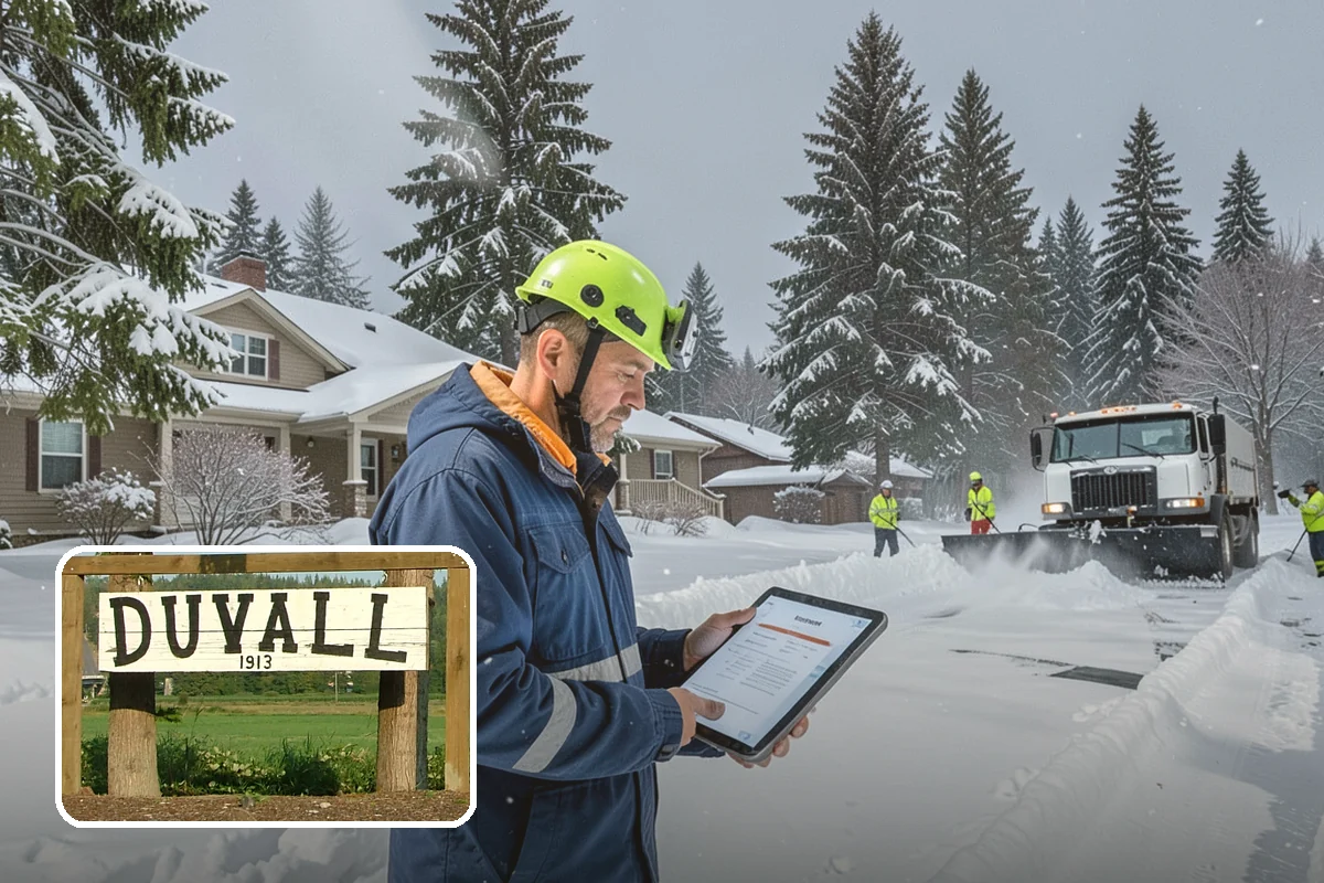 Industrial Facility Sidewalk Clearing in Duvall, King County, WA - Reduces Washington L and I worker injury claims and lost time