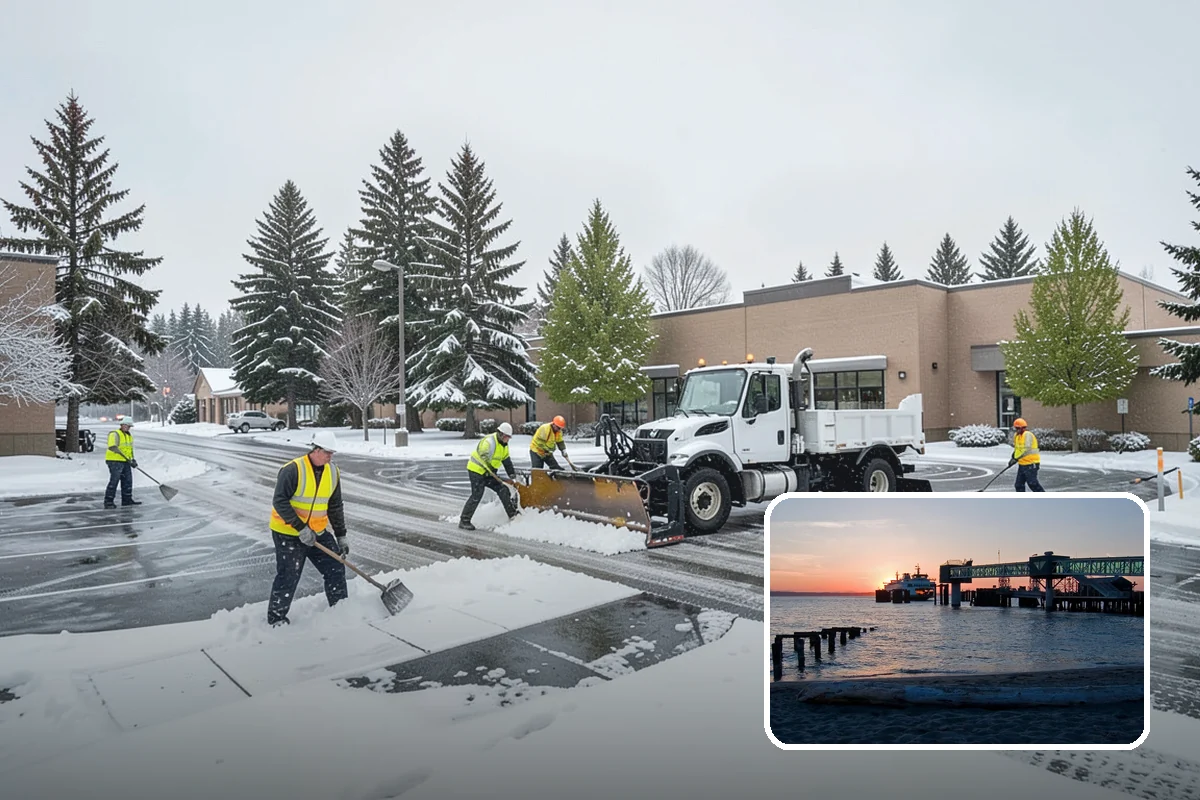 Industrial Facility Sidewalk Clearing in Edmonds, Snohomish County, WA - Reduces Washington L and I worker injury claims and lost time