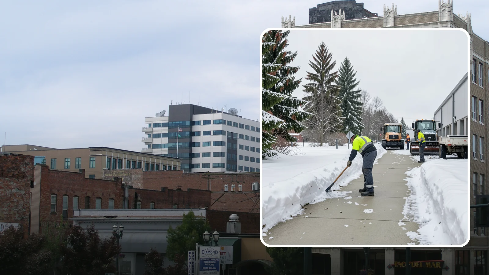 Industrial Facility Sidewalk Clearing in Everett, Snohomish County, WA - Worker-safety sidewalk clearing for Western Washington industrial facilities, keeping crew walkways between buildings and lots...
