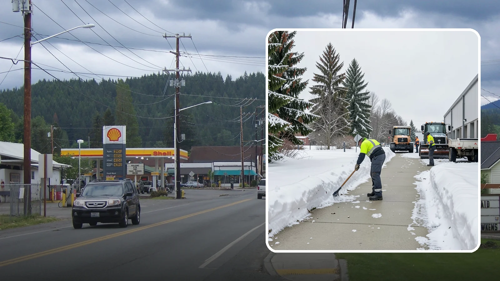 Industrial Facility Sidewalk Clearing in Granite Falls, Snohomish County, WA - Worker-safety sidewalk clearing for Western Washington industrial facilities, keeping crew walkways between buildings and lots...