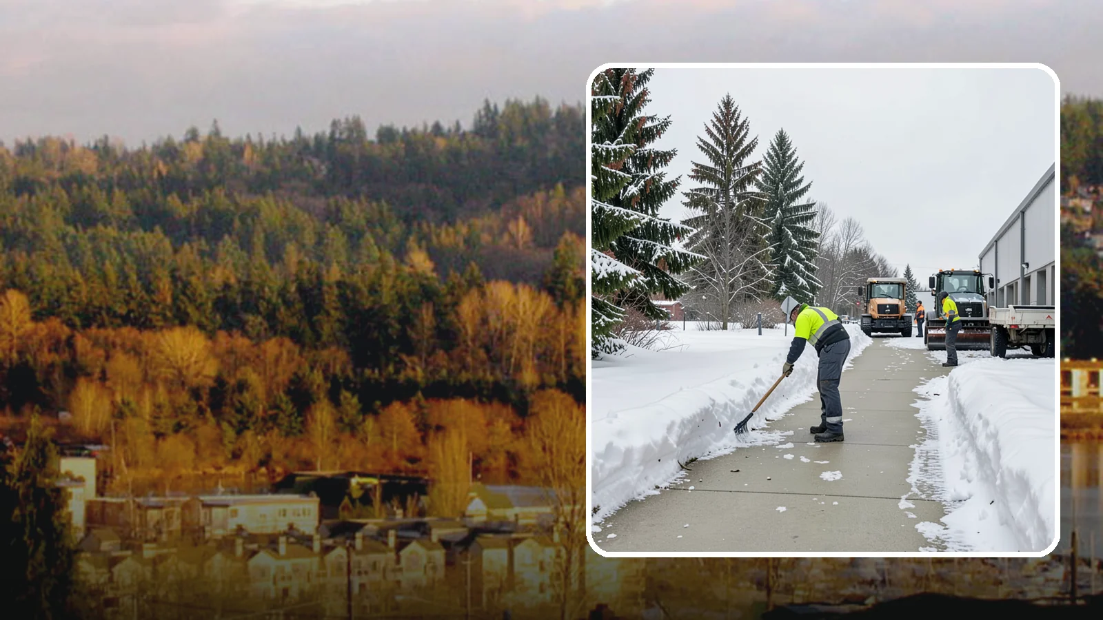 Industrial Facility Sidewalk Clearing in Kenmore, King County, WA - Worker-safety sidewalk clearing for Western Washington industrial facilities, keeping crew walkways between buildings and lots...