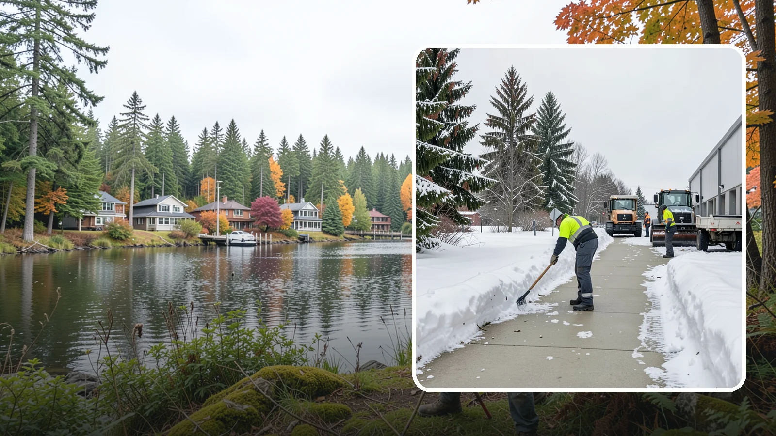 Industrial Facility Sidewalk Clearing in La Conner, Skagit County, WA - Worker-safety sidewalk clearing for Western Washington industrial facilities, keeping crew walkways between buildings and lots...