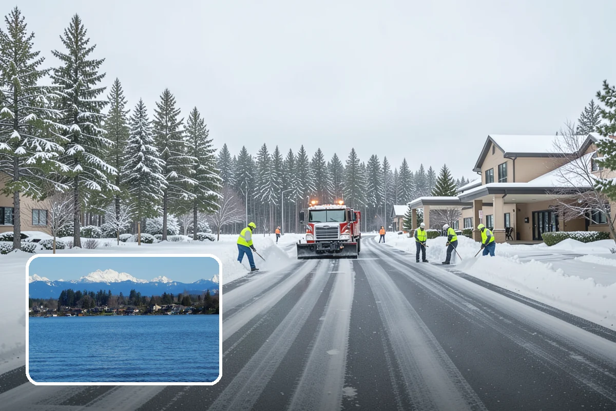 Industrial Facility Sidewalk Clearing in Lake Stevens, Snohomish County, WA - Reduces Washington L and I worker injury claims and lost time