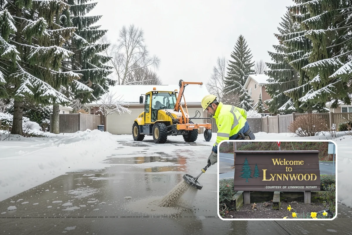 Industrial Facility Sidewalk Clearing in Lynnwood, Snohomish County, WA - Reduces Washington L and I worker injury claims and lost time