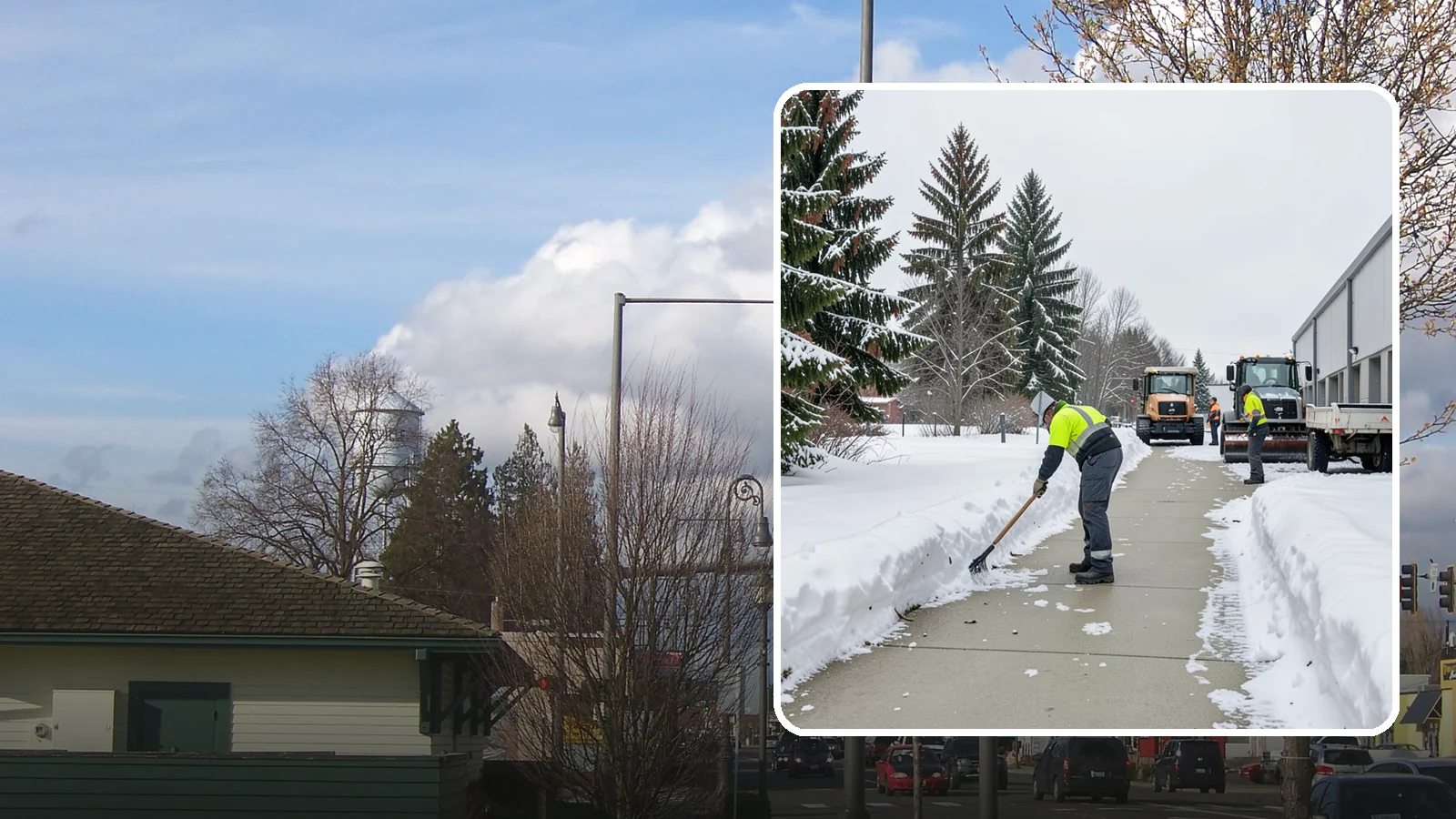 Industrial Facility Sidewalk Clearing in Marysville, Snohomish County, WA - Worker-safety sidewalk clearing for Western Washington industrial facilities, keeping crew walkways between buildings and lots...
