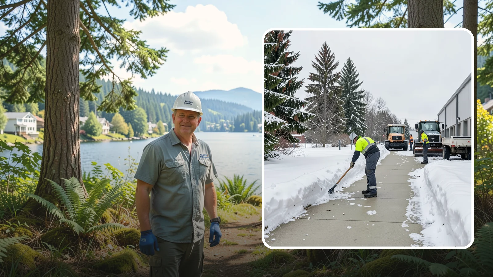 Industrial Facility Sidewalk Clearing in Milton, King County, WA - Worker-safety sidewalk clearing for Western Washington industrial facilities, keeping crew walkways between buildings and lots...