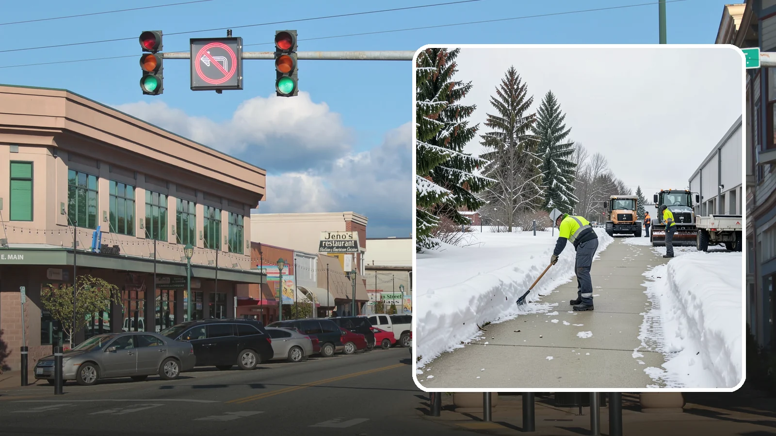 Industrial Facility Sidewalk Clearing in Monroe, Snohomish County, WA - Worker-safety sidewalk clearing for Western Washington industrial facilities, keeping crew walkways between buildings and lots...