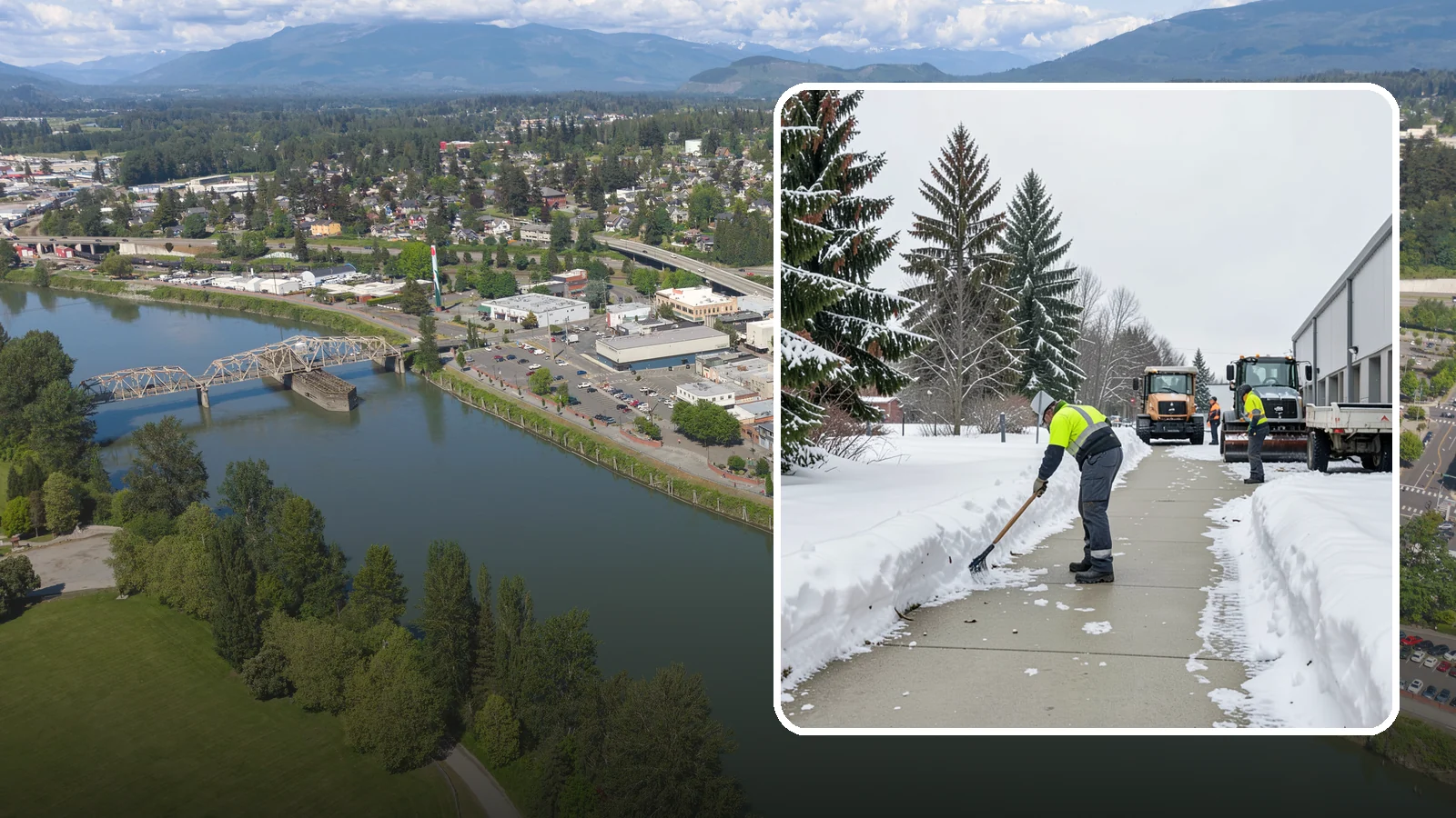Industrial Facility Sidewalk Clearing in Mount Vernon, Skagit County, WA - Worker-safety sidewalk clearing for Western Washington industrial facilities, keeping crew walkways between buildings and lots...