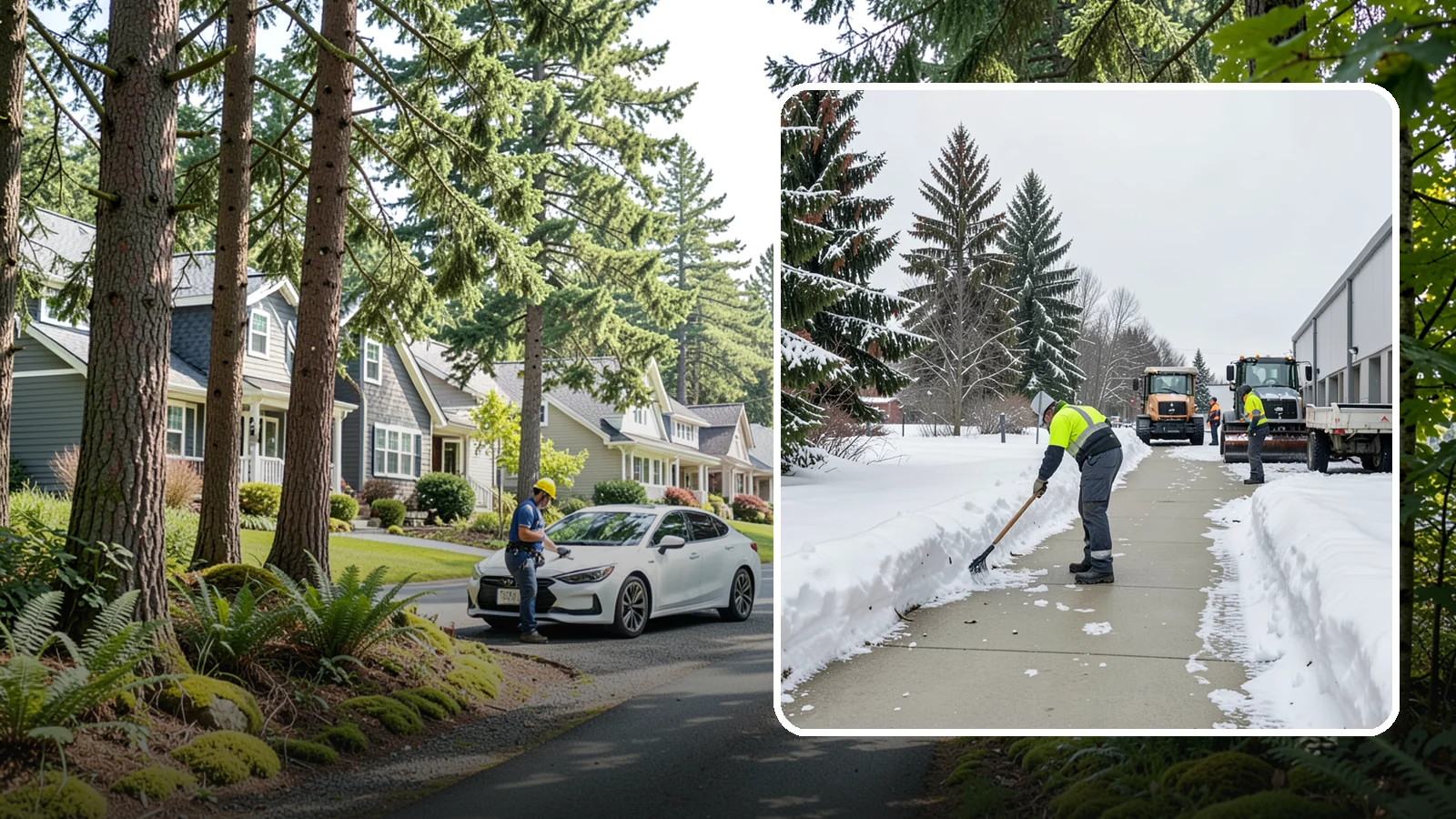 Industrial Facility Sidewalk Clearing in Normandy Park, King County, WA - Worker-safety sidewalk clearing for Western Washington industrial facilities, keeping crew walkways between buildings and lots...