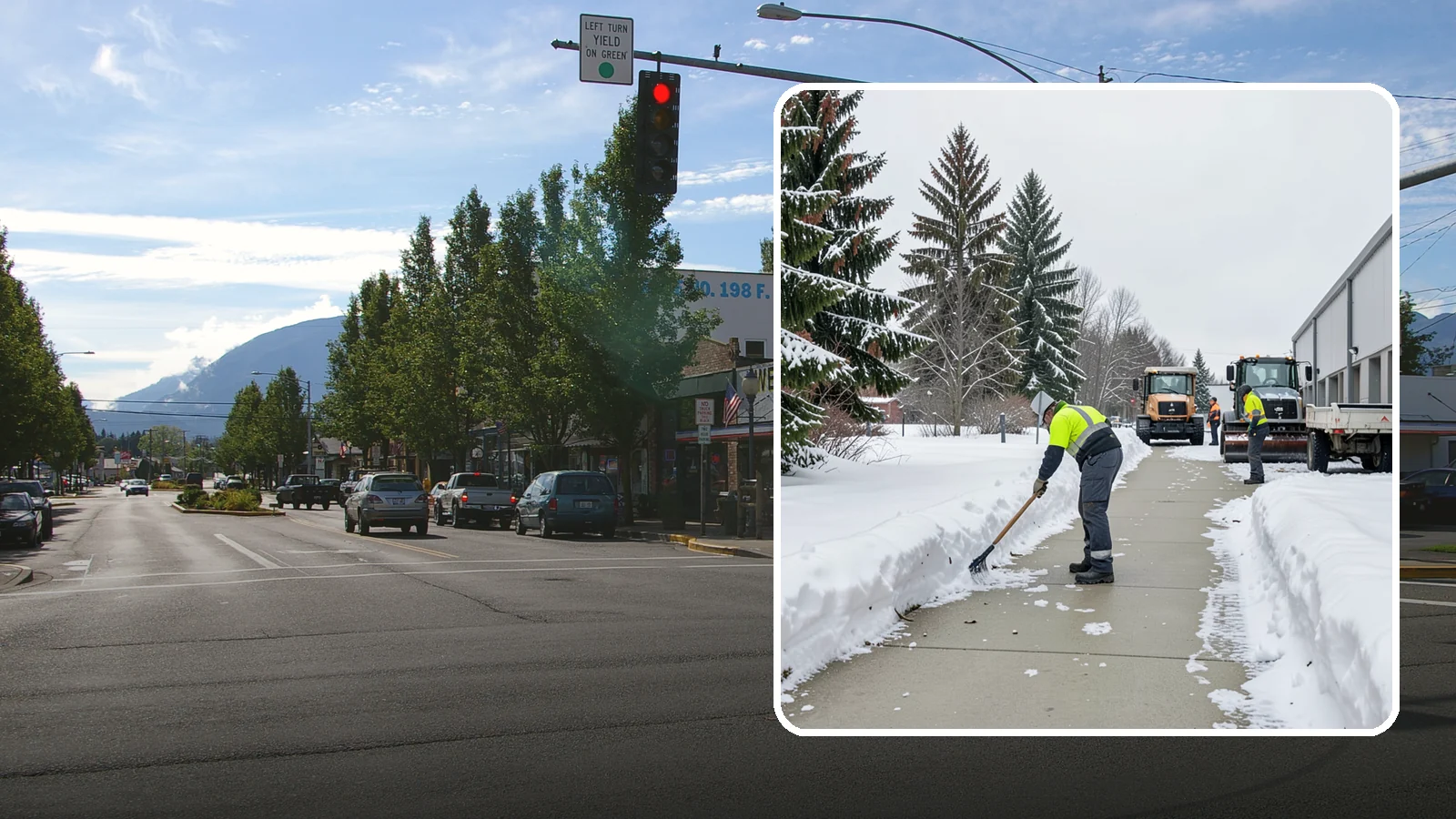 Industrial Facility Sidewalk Clearing in North Bend, King County, WA - Worker-safety sidewalk clearing for Western Washington industrial facilities, keeping crew walkways between buildings and lots...