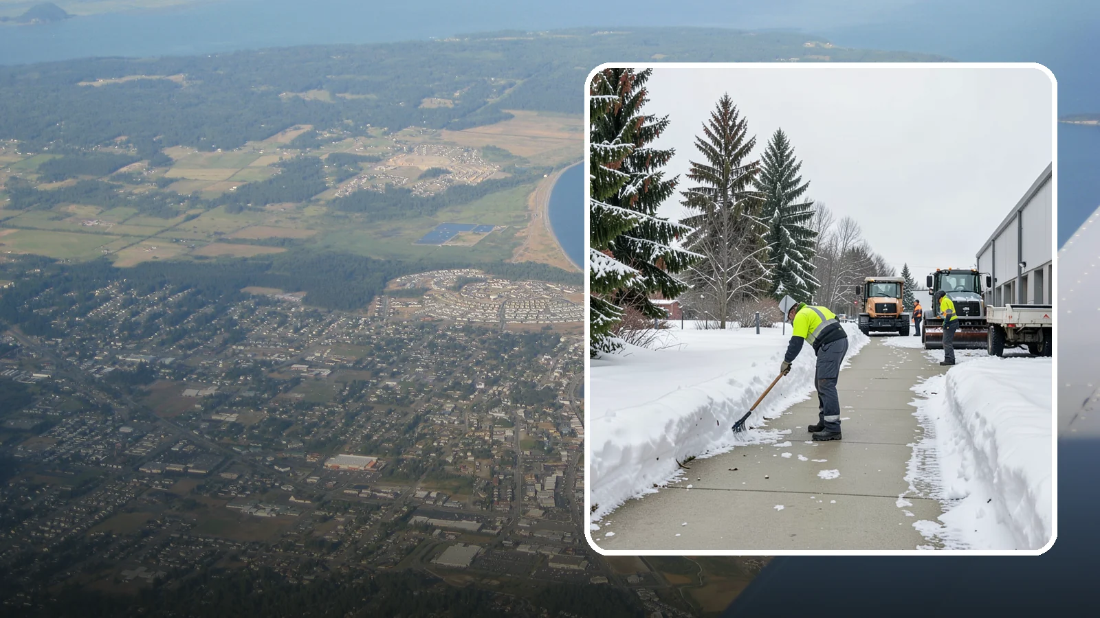 Industrial Facility Sidewalk Clearing in Oak Harbor, Island County, WA - Worker-safety sidewalk clearing for Western Washington industrial facilities, keeping crew walkways between buildings and lots...