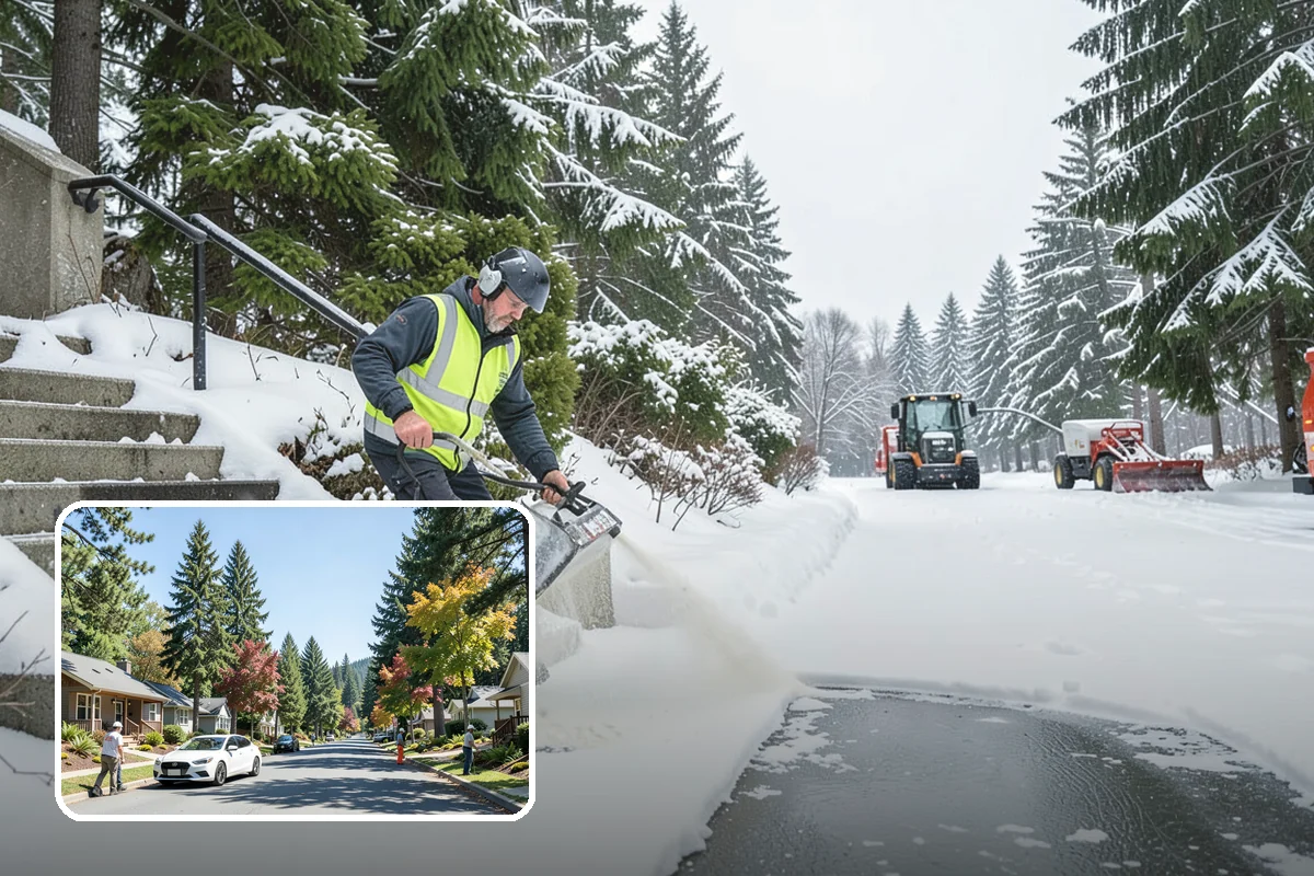 Industrial Facility Sidewalk Clearing in Orting, Pierce County, WA - Reduces Washington L and I worker injury claims and lost time
