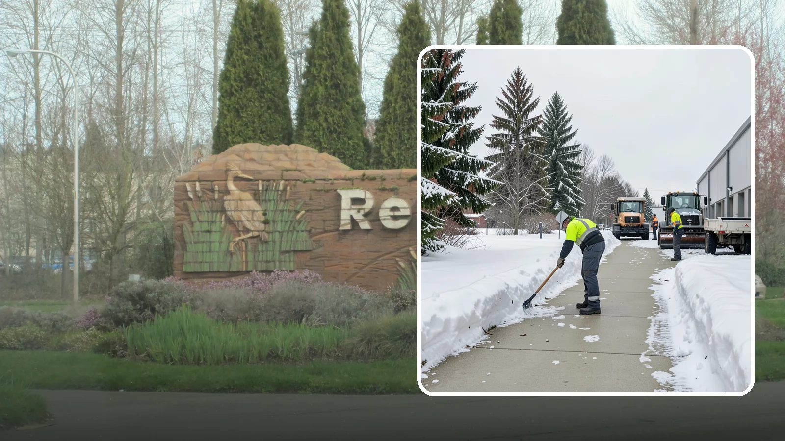 Industrial Facility Sidewalk Clearing in Renton, King County, WA - Worker-safety sidewalk clearing for Western Washington industrial facilities, keeping crew walkways between buildings and lots...