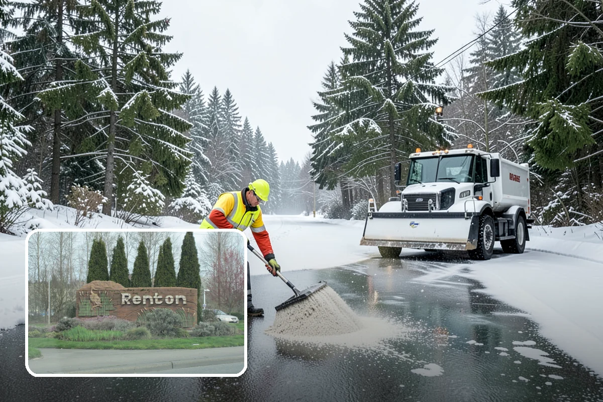 Industrial Facility Sidewalk Clearing in Renton, King County, WA - Reduces Washington L and I worker injury claims and lost time