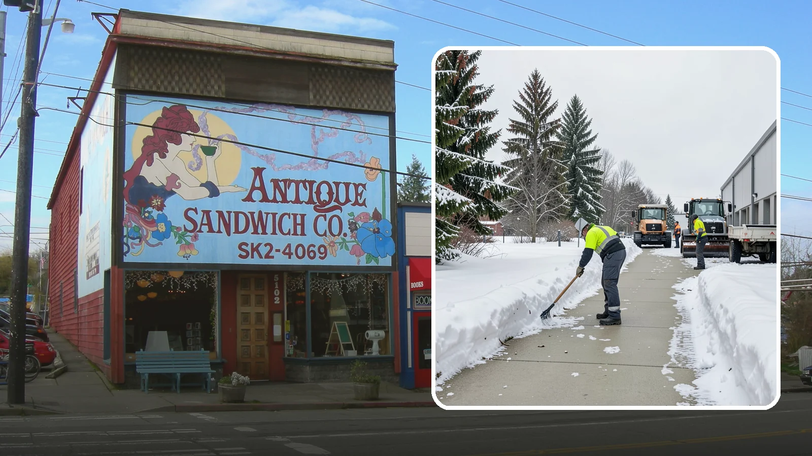 Industrial Facility Sidewalk Clearing in Ruston, Pierce County, WA - Worker-safety sidewalk clearing for Western Washington industrial facilities, keeping crew walkways between buildings and lots...