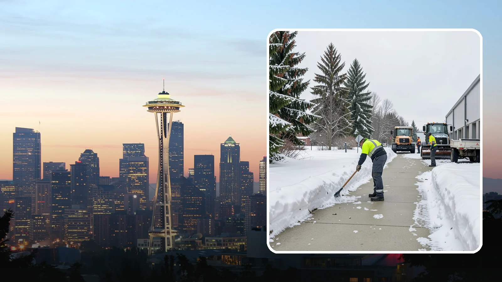 Industrial Facility Sidewalk Clearing in Seattle, King County, WA - Worker-safety sidewalk clearing for Western Washington industrial facilities, keeping crew walkways between buildings and lots...