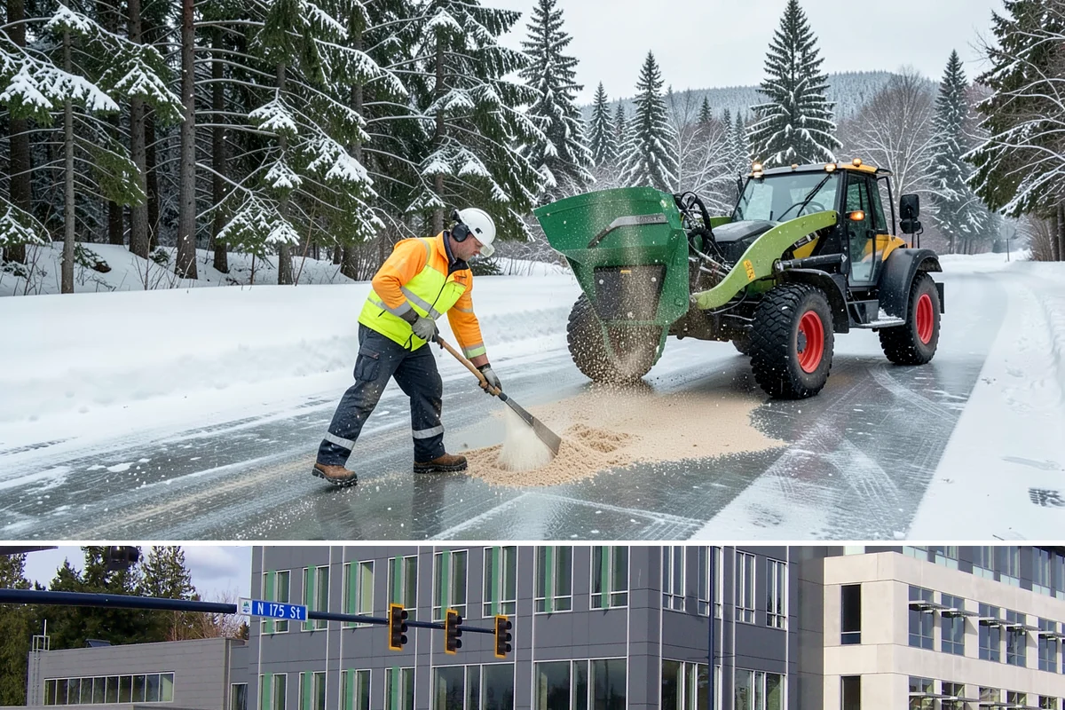 Industrial Facility Sidewalk Clearing in Shoreline, King County, WA - Industrial demand holds from December through February, when overnight shifts face the worst refreeze on yard walkways before...