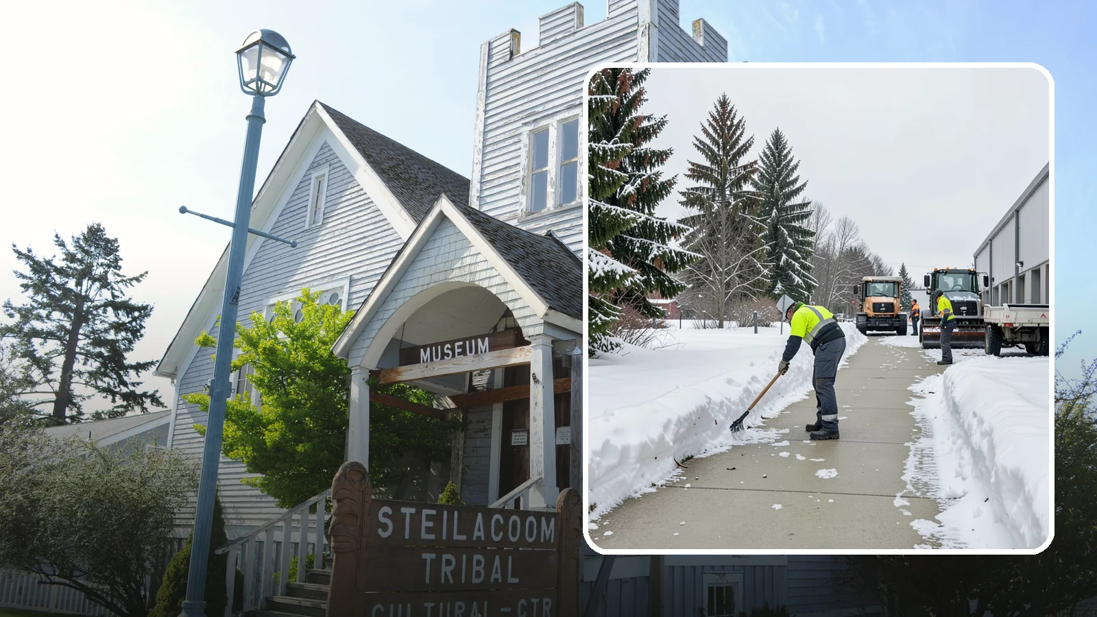 Industrial Facility Sidewalk Clearing in Steilacoom, Pierce County, WA - Worker-safety sidewalk clearing for Western Washington industrial facilities, keeping crew walkways between buildings and lots...