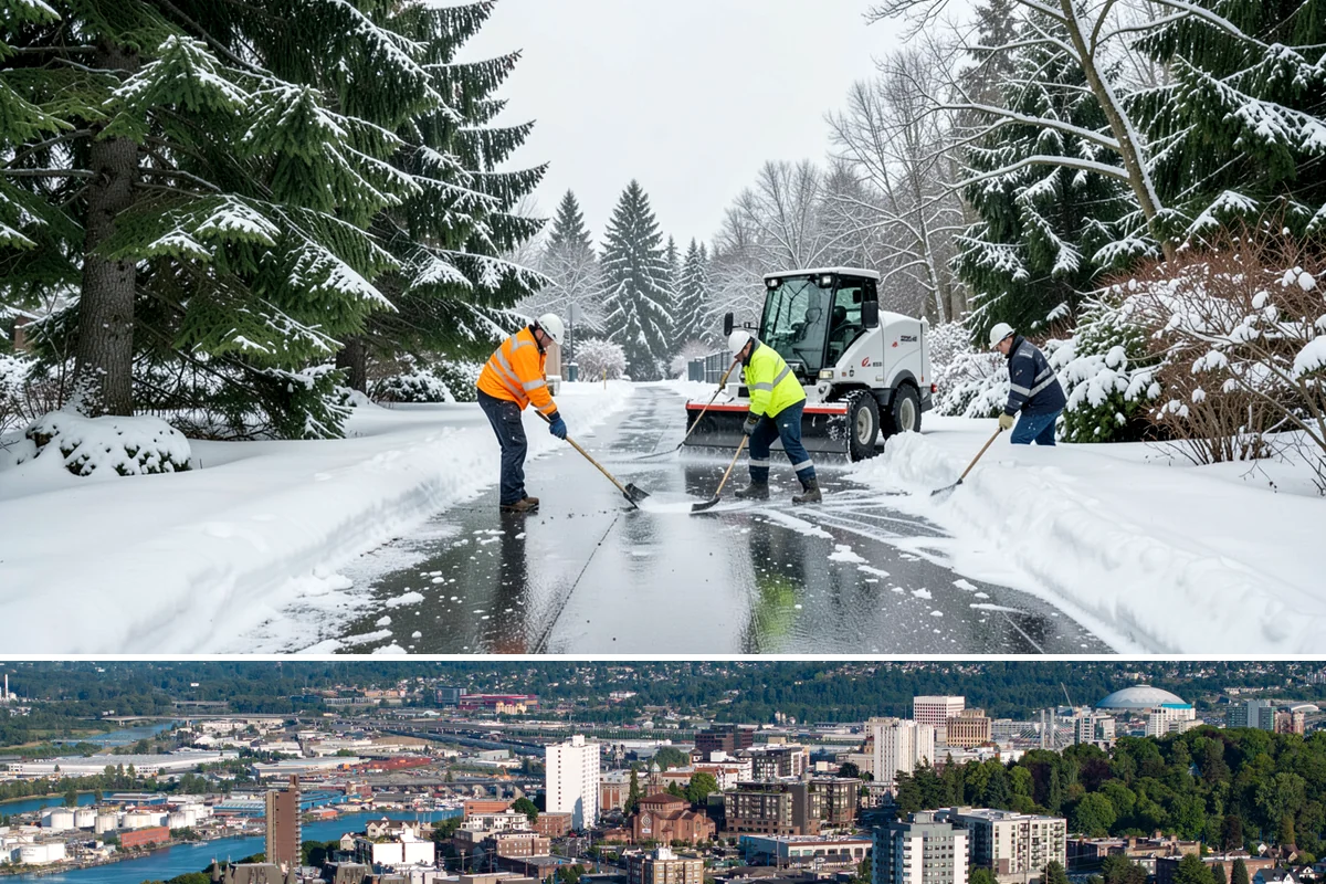Industrial Facility Sidewalk Clearing in Tacoma, Pierce County, WA - Industrial demand holds from December through February, when overnight shifts face the worst refreeze on yard walkways before...