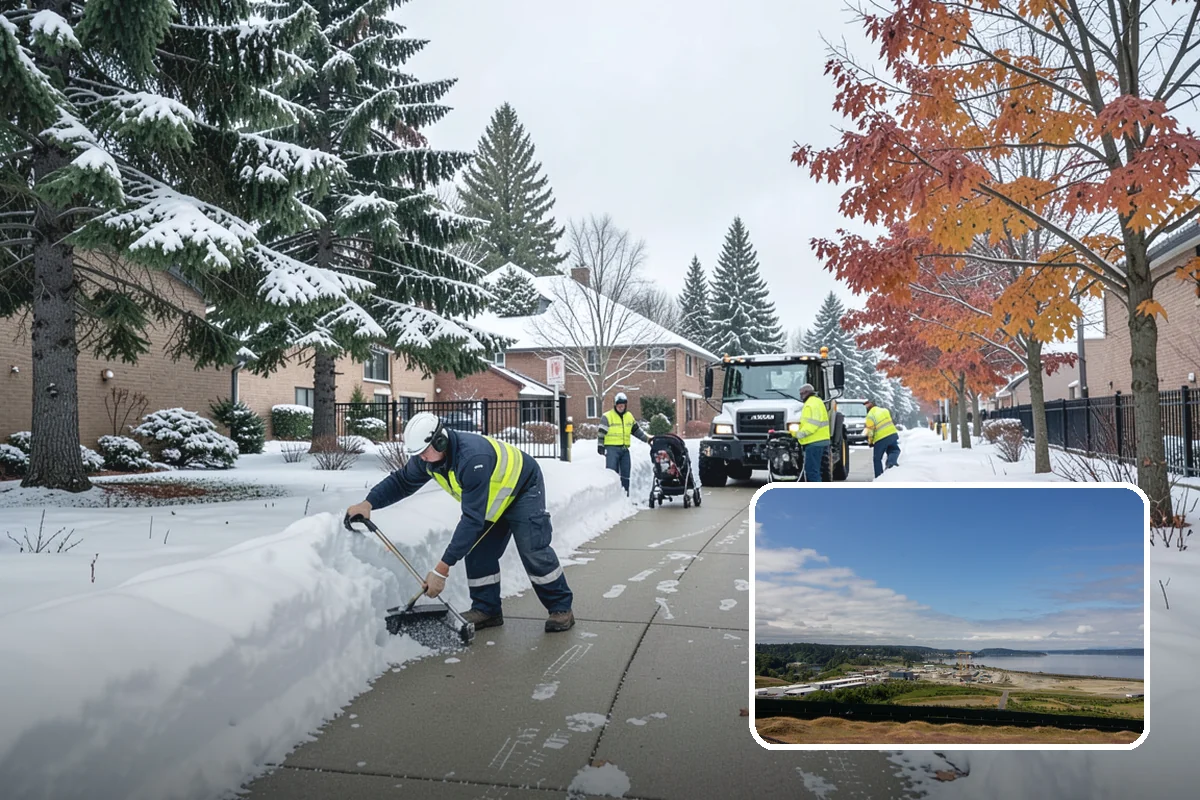 Industrial Facility Sidewalk Clearing in University Place, Pierce County, WA - Reduces Washington L and I worker injury claims and lost time
