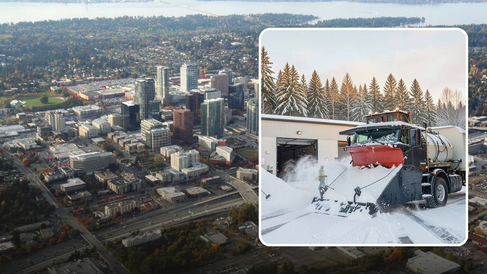 Industrial Facility Snow Plowing in Bellevue, King County, WA - We plow large industrial yards, truck routes, and gates so shift changes and freight keep moving through any storm.