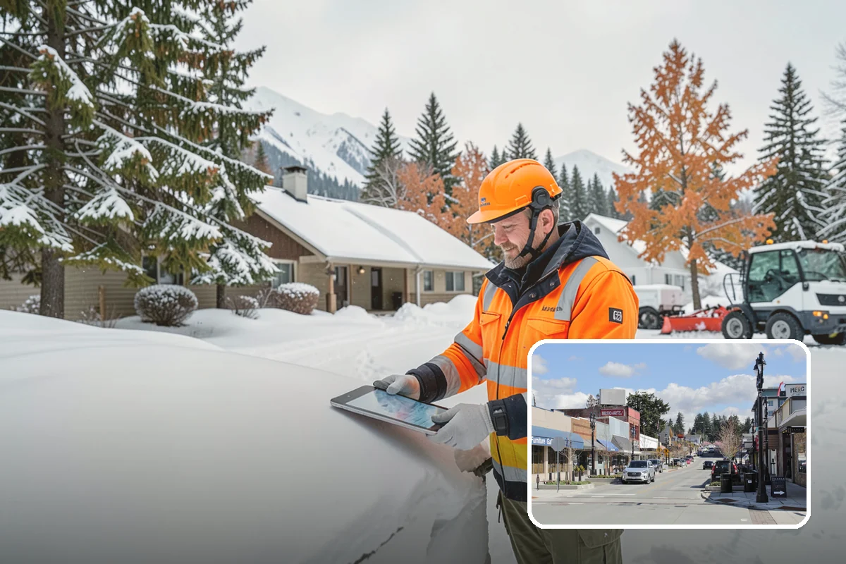 Industrial Facility Snow Plowing in Bothell, King County, WA - Wide yards and truck routes cleared with heavy equipment