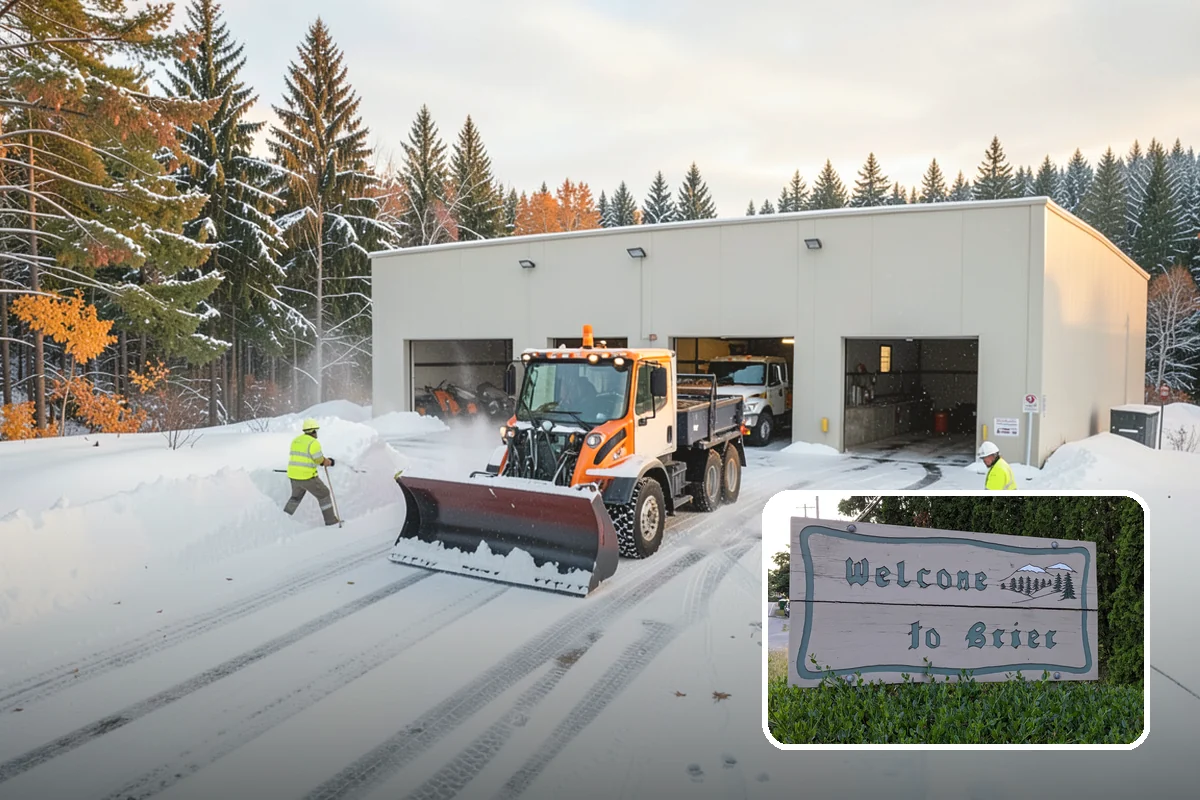 Industrial Facility Snow Plowing in Brier, Snohomish County, WA - Wide yards and truck routes cleared with heavy equipment