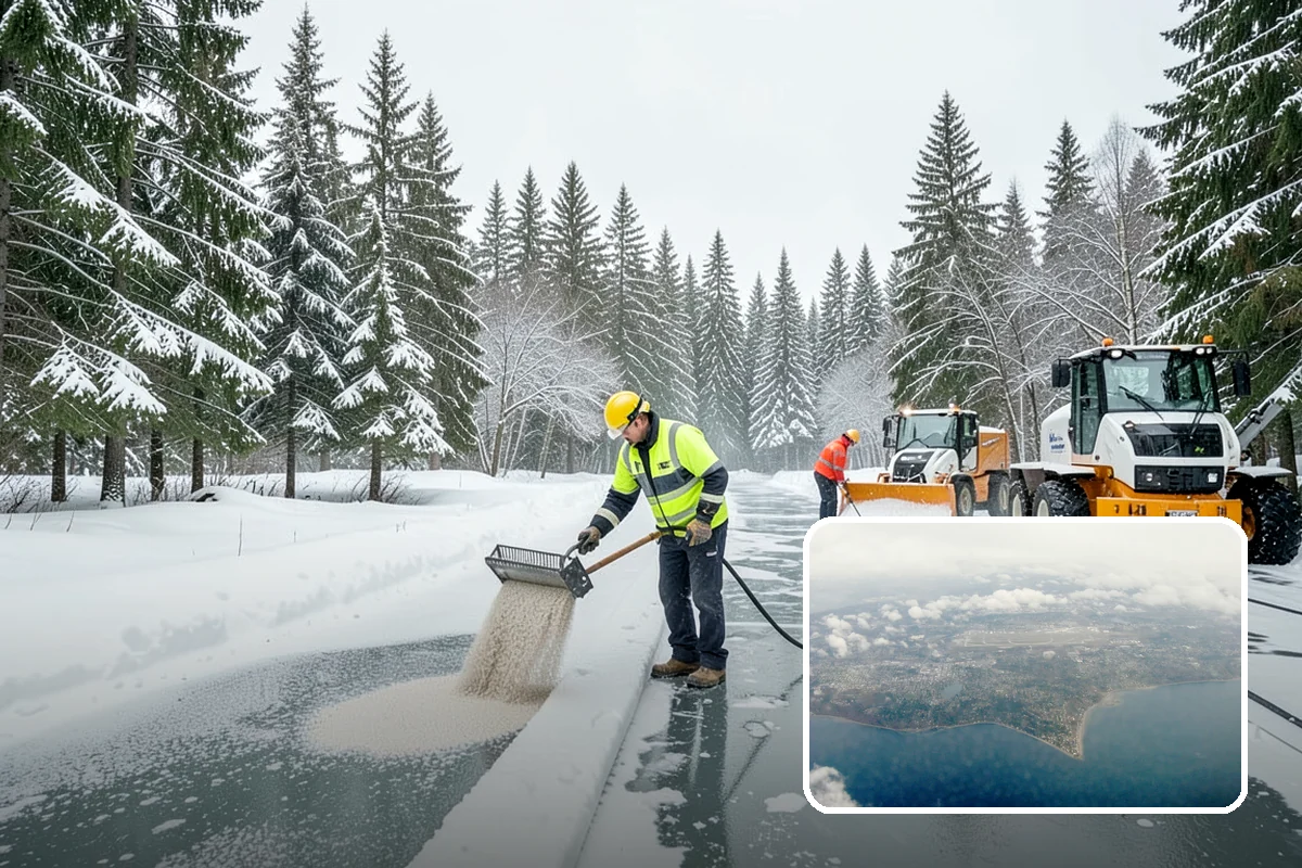 Industrial Facility Snow Plowing in Burien, King County, WA - Wide yards and truck routes cleared with heavy equipment