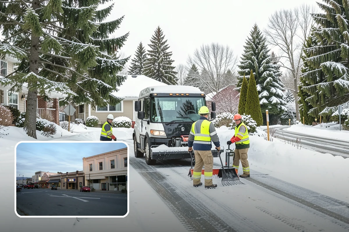Industrial Facility Snow Plowing in Burlington, Skagit County, WA - Wide yards and truck routes cleared with heavy equipment