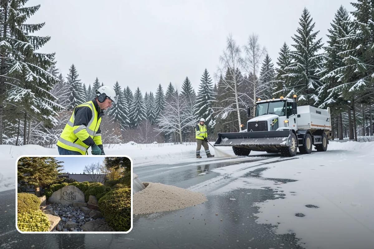 Industrial Facility Snow Plowing in Clyde Hill, King County, WA - Wide yards and truck routes cleared with heavy equipment