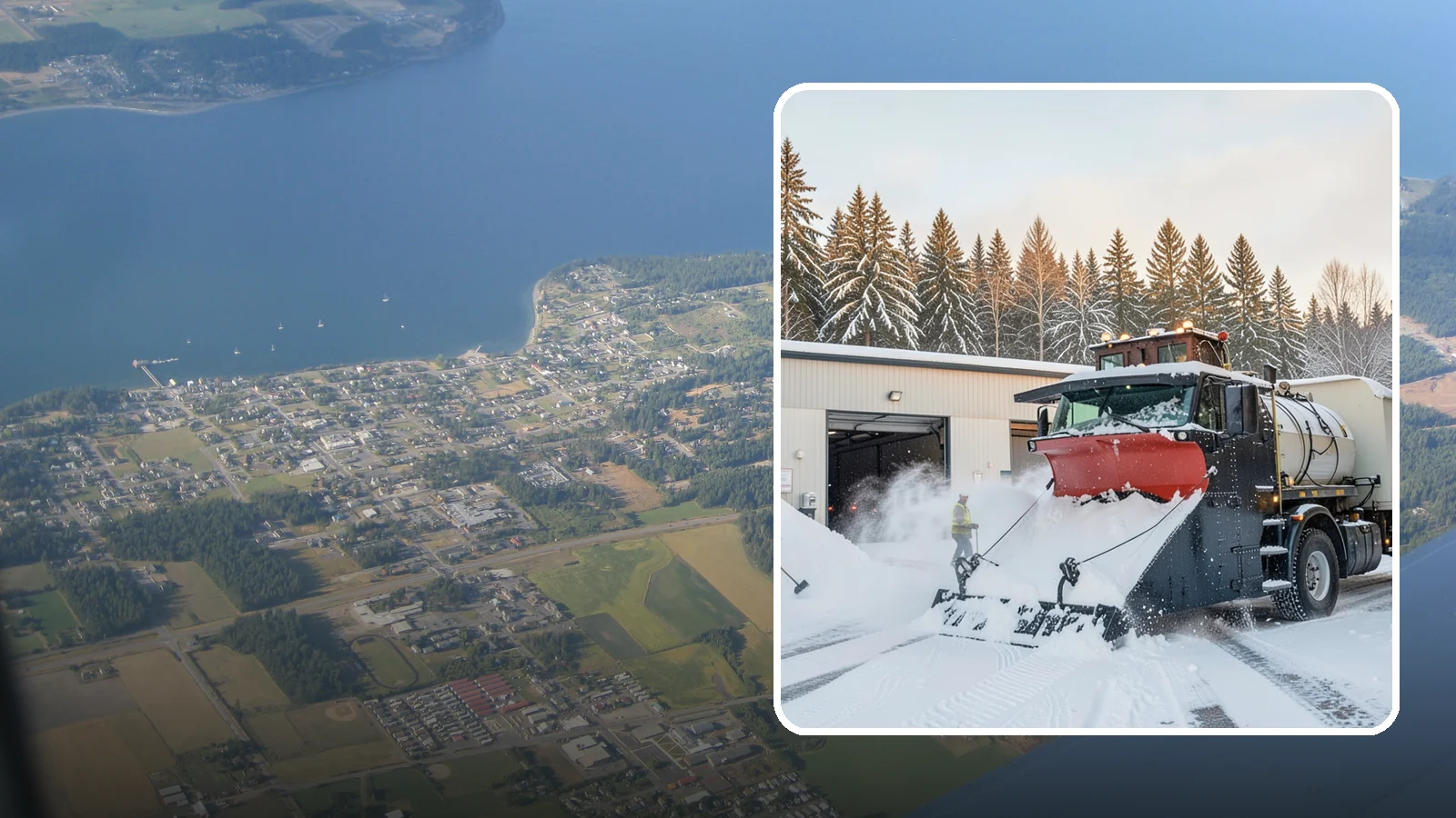 Industrial Facility Snow Plowing in Coupeville, Island County, WA - We plow large industrial yards, truck routes, and gates so shift changes and freight keep moving through any storm.