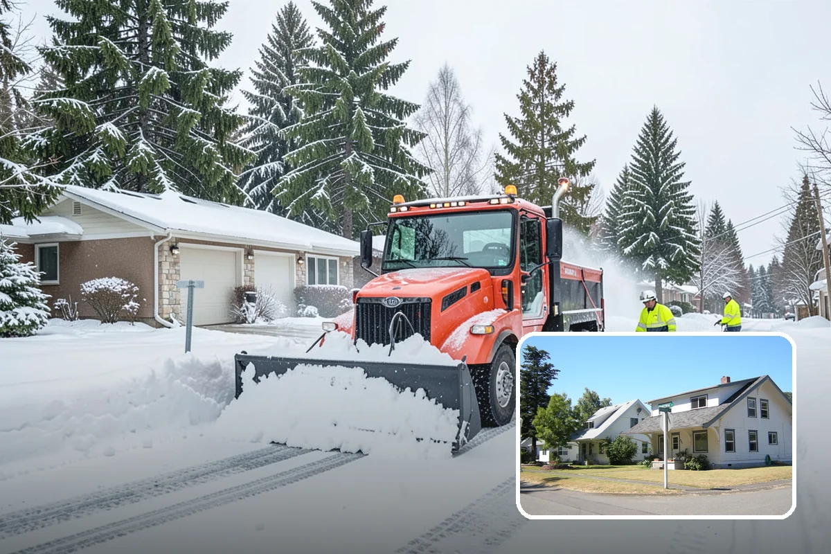 Industrial Facility Snow Plowing in DuPont, Pierce County, WA - Wide yards and truck routes cleared with heavy equipment