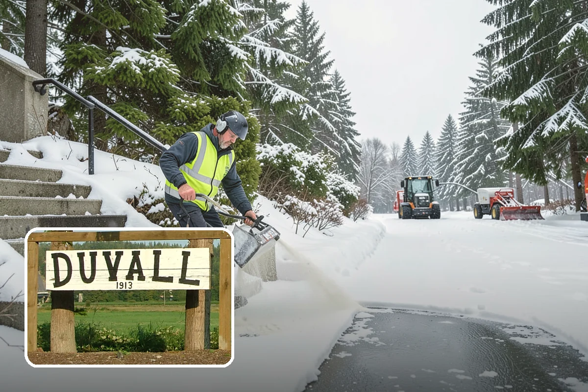 Industrial Facility Snow Plowing in Duvall, King County, WA - Wide yards and truck routes cleared with heavy equipment