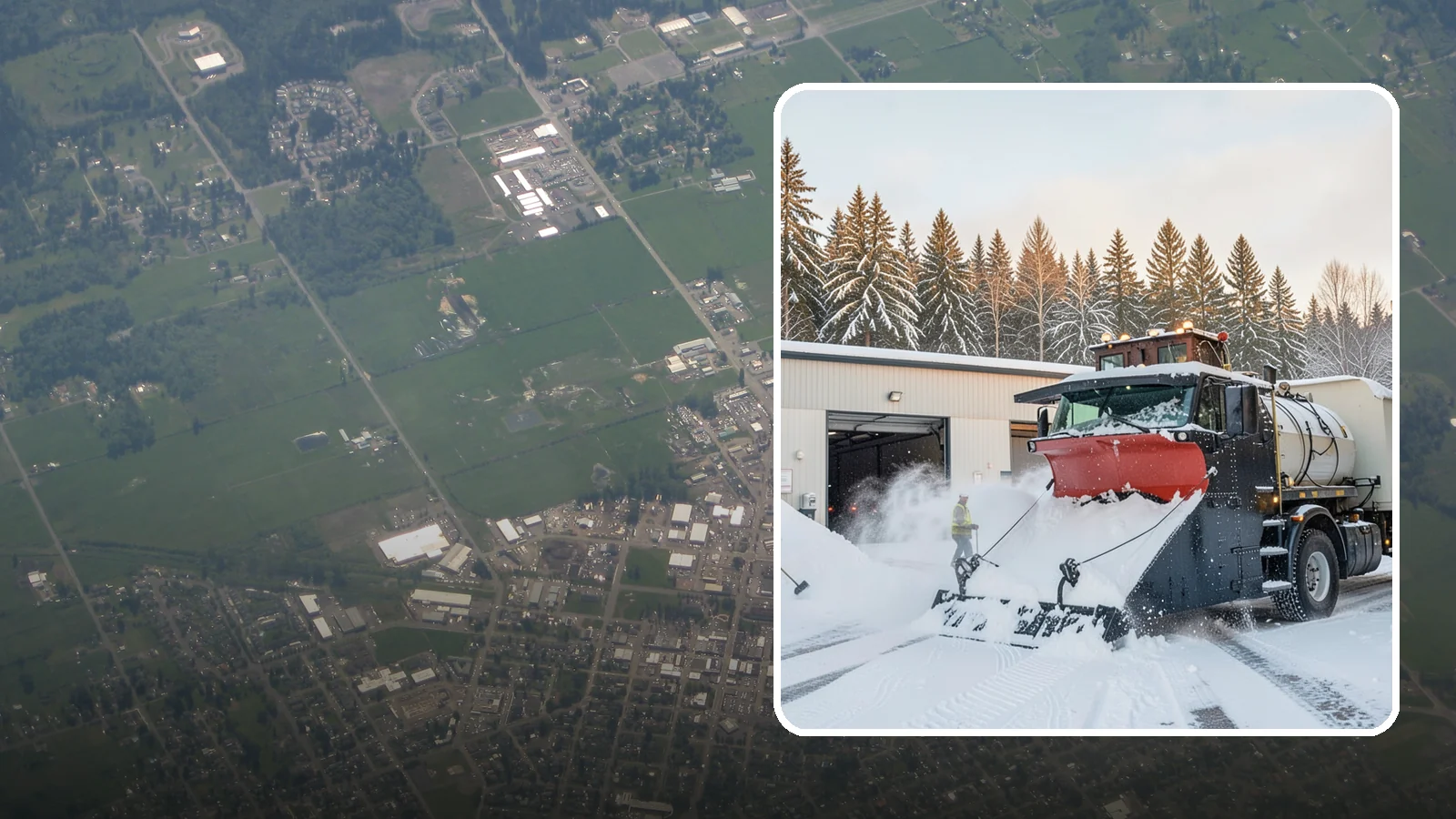 Industrial Facility Snow Plowing in Enumclaw, King County, WA - We plow large industrial yards, truck routes, and gates so shift changes and freight keep moving through any storm.