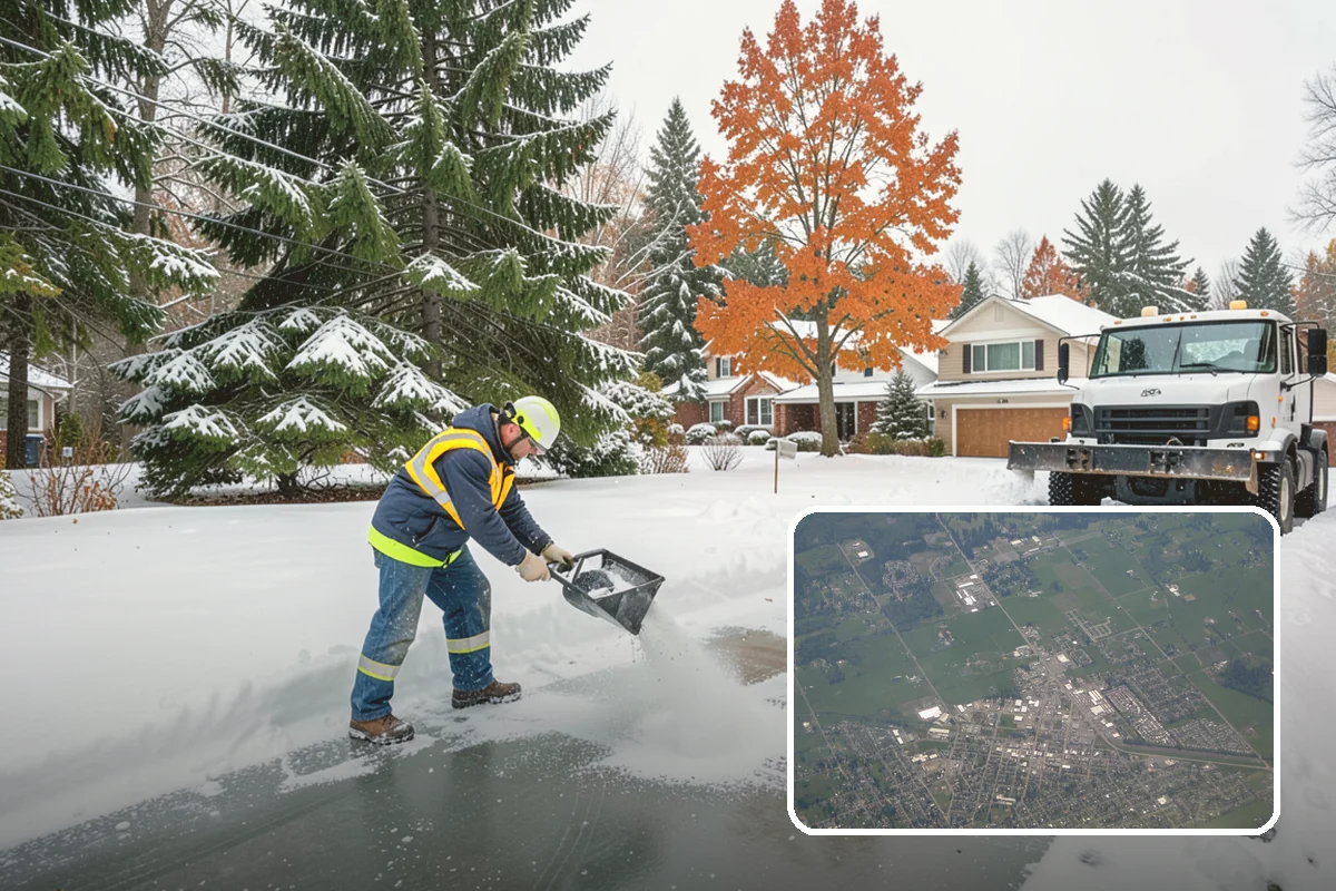Industrial Facility Snow Plowing in Enumclaw, King County, WA - Wide yards and truck routes cleared with heavy equipment
