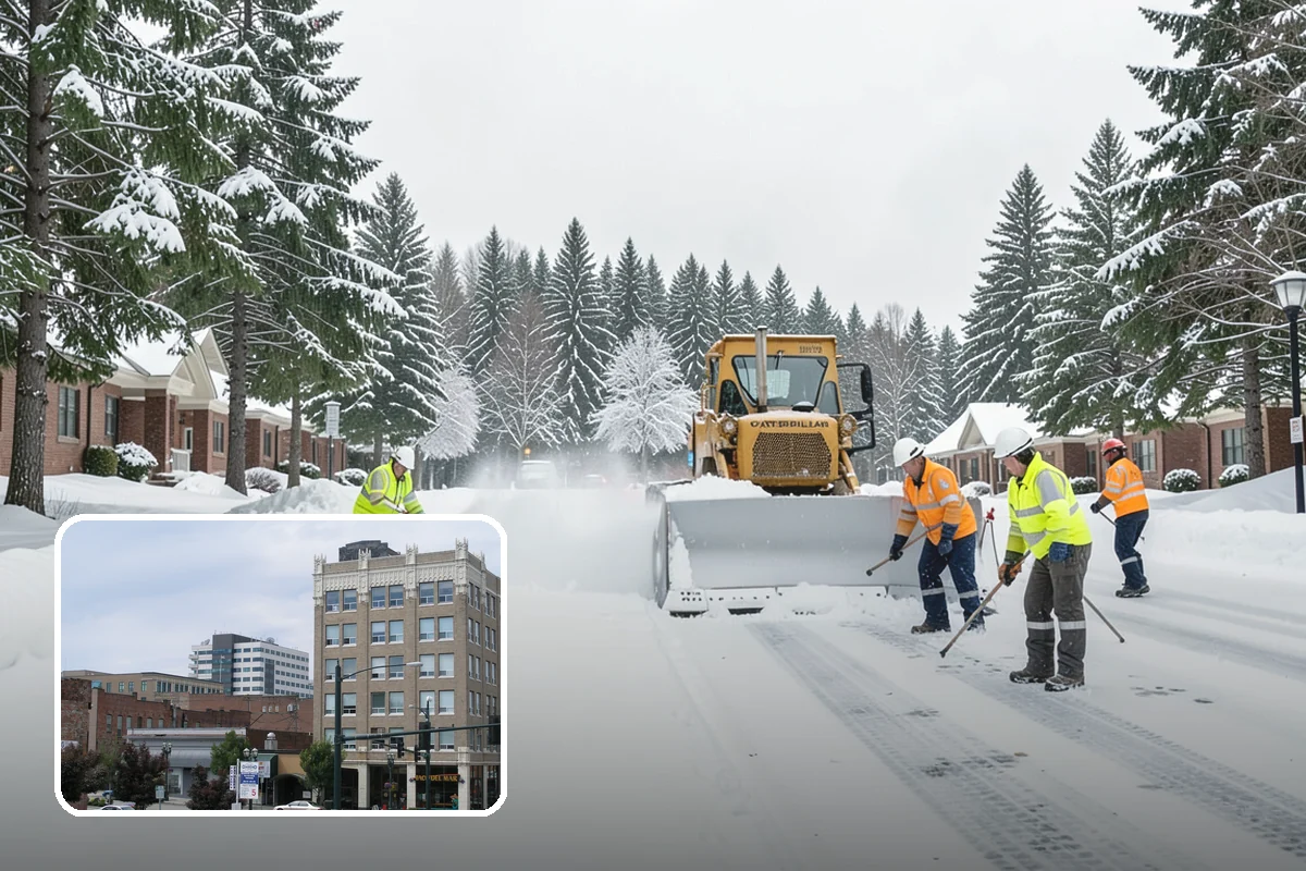 Industrial Facility Snow Plowing in Everett, Snohomish County, WA - Wide yards and truck routes cleared with heavy equipment