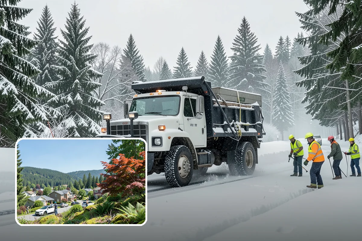 Industrial Facility Snow Plowing in Index, Snohomish County, WA - Wide yards and truck routes cleared with heavy equipment