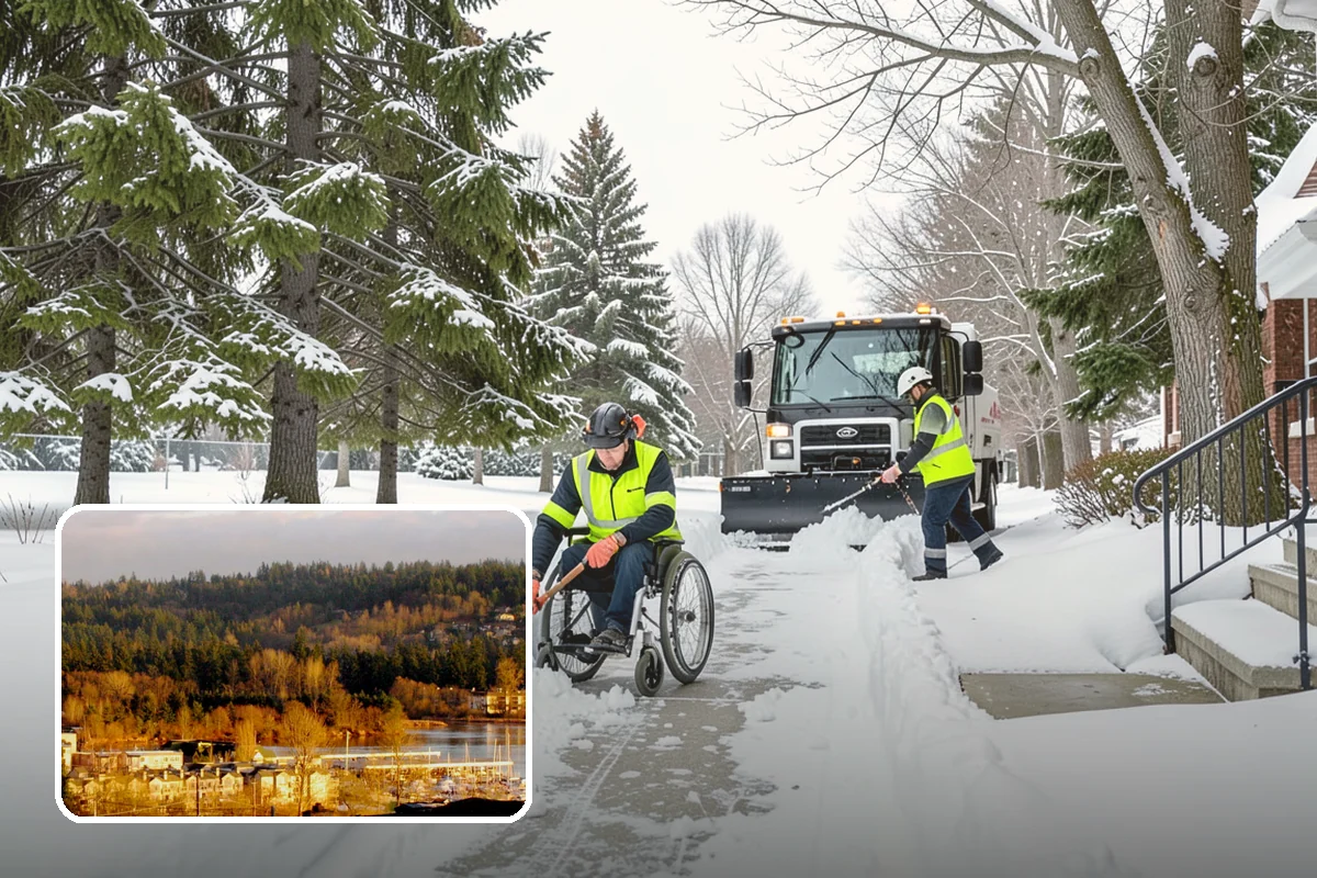 Industrial Facility Snow Plowing in Kenmore, King County, WA - Wide yards and truck routes cleared with heavy equipment