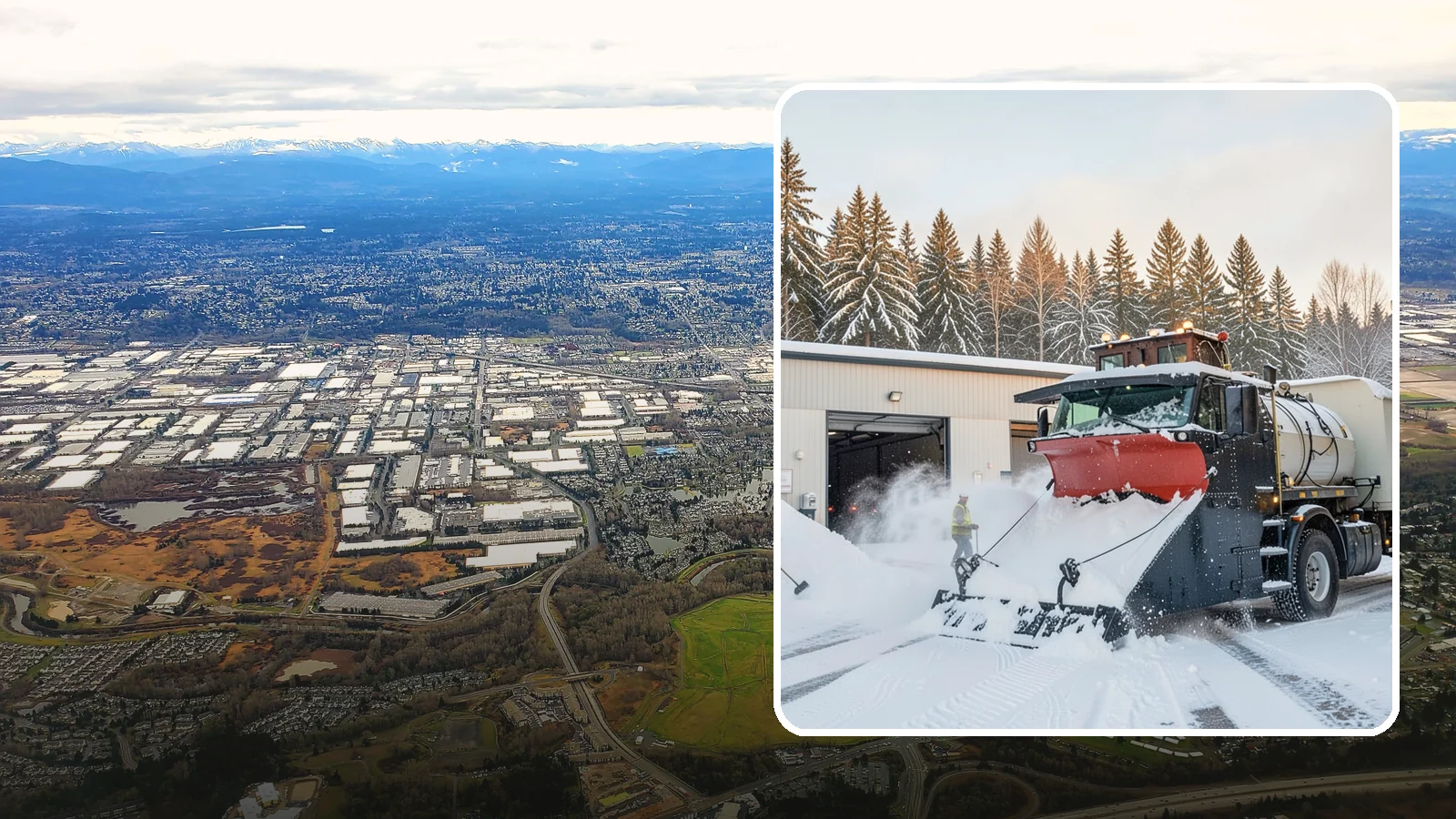 Industrial Facility Snow Plowing in Kent, King County, WA - We plow large industrial yards, truck routes, and gates so shift changes and freight keep moving through any storm.
