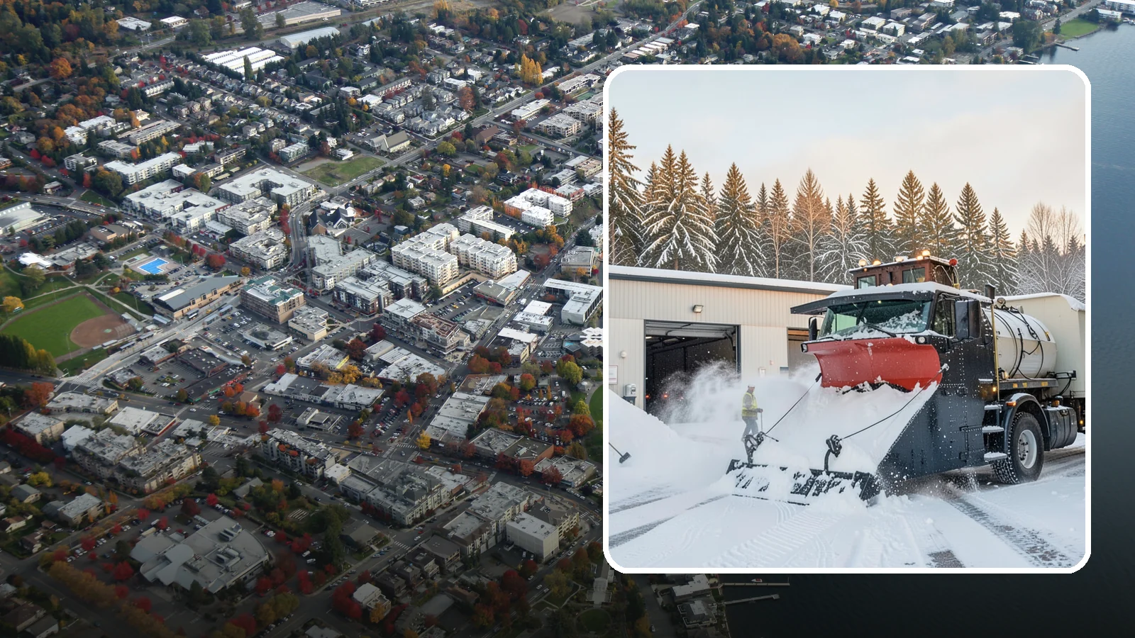 Industrial Facility Snow Plowing in Kirkland, King County, WA - We plow large industrial yards, truck routes, and gates so shift changes and freight keep moving through any storm.