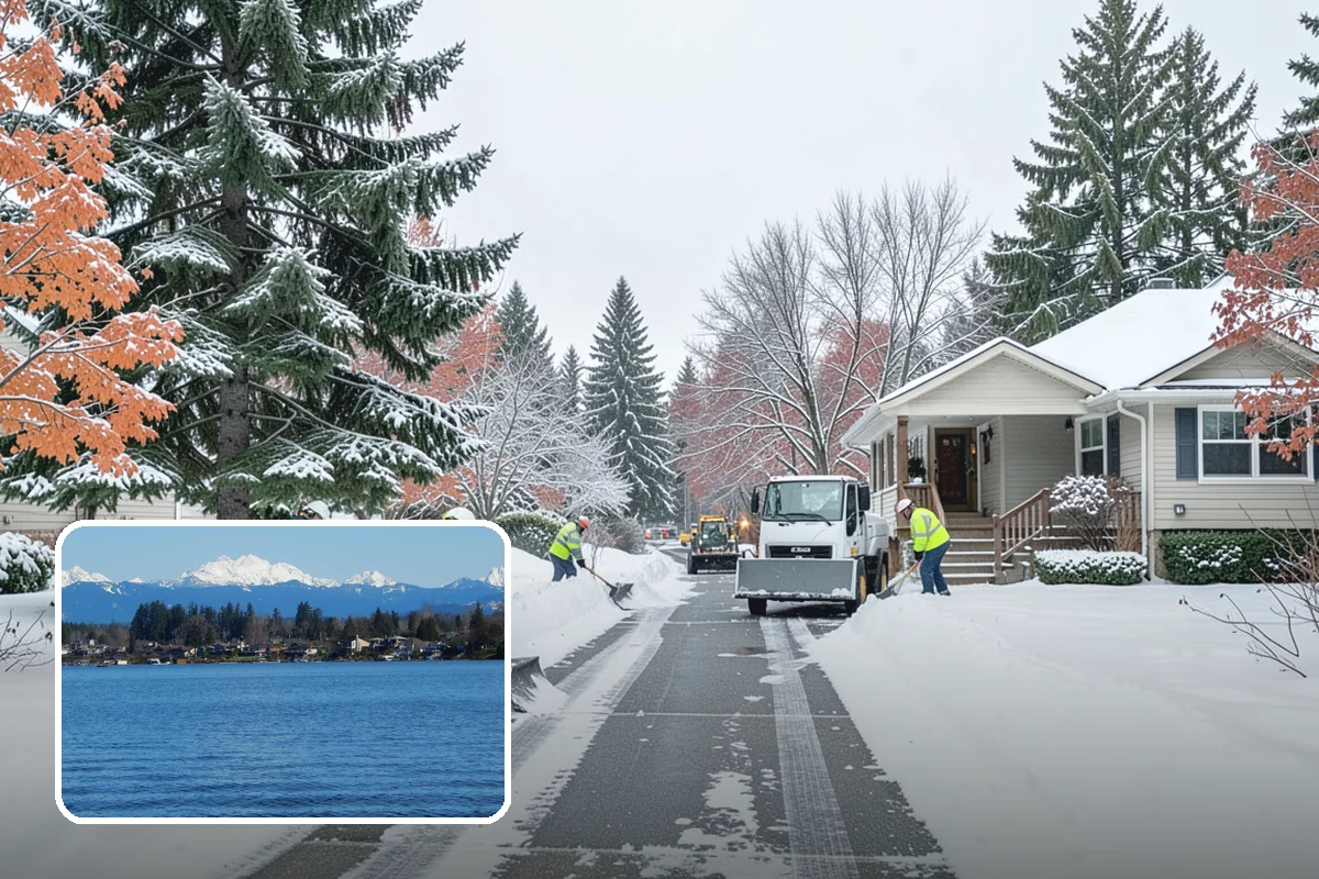 Industrial Facility Snow Plowing in Lake Stevens, Snohomish County, WA - Wide yards and truck routes cleared with heavy equipment