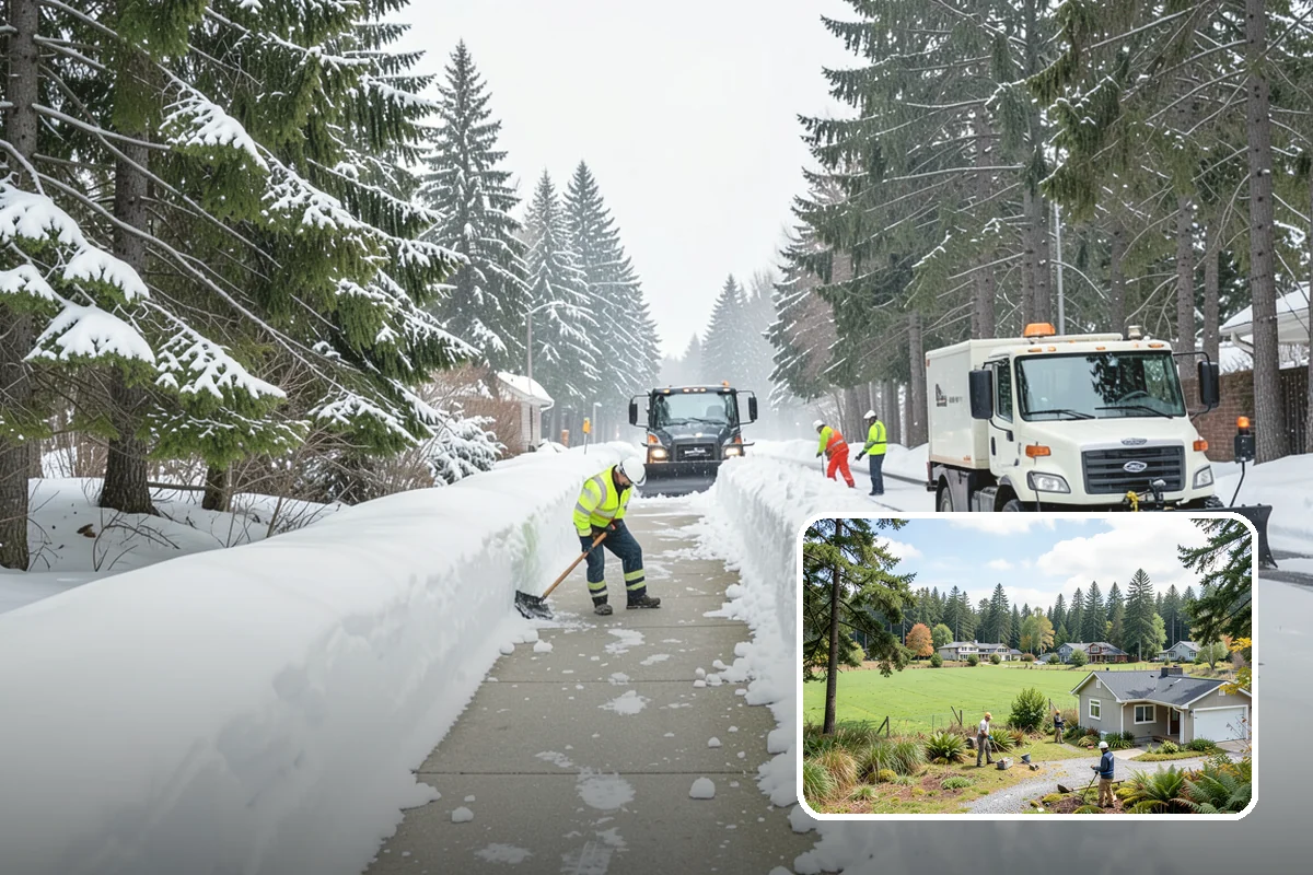 Industrial Facility Snow Plowing in Lyman, Skagit County, WA - Wide yards and truck routes cleared with heavy equipment