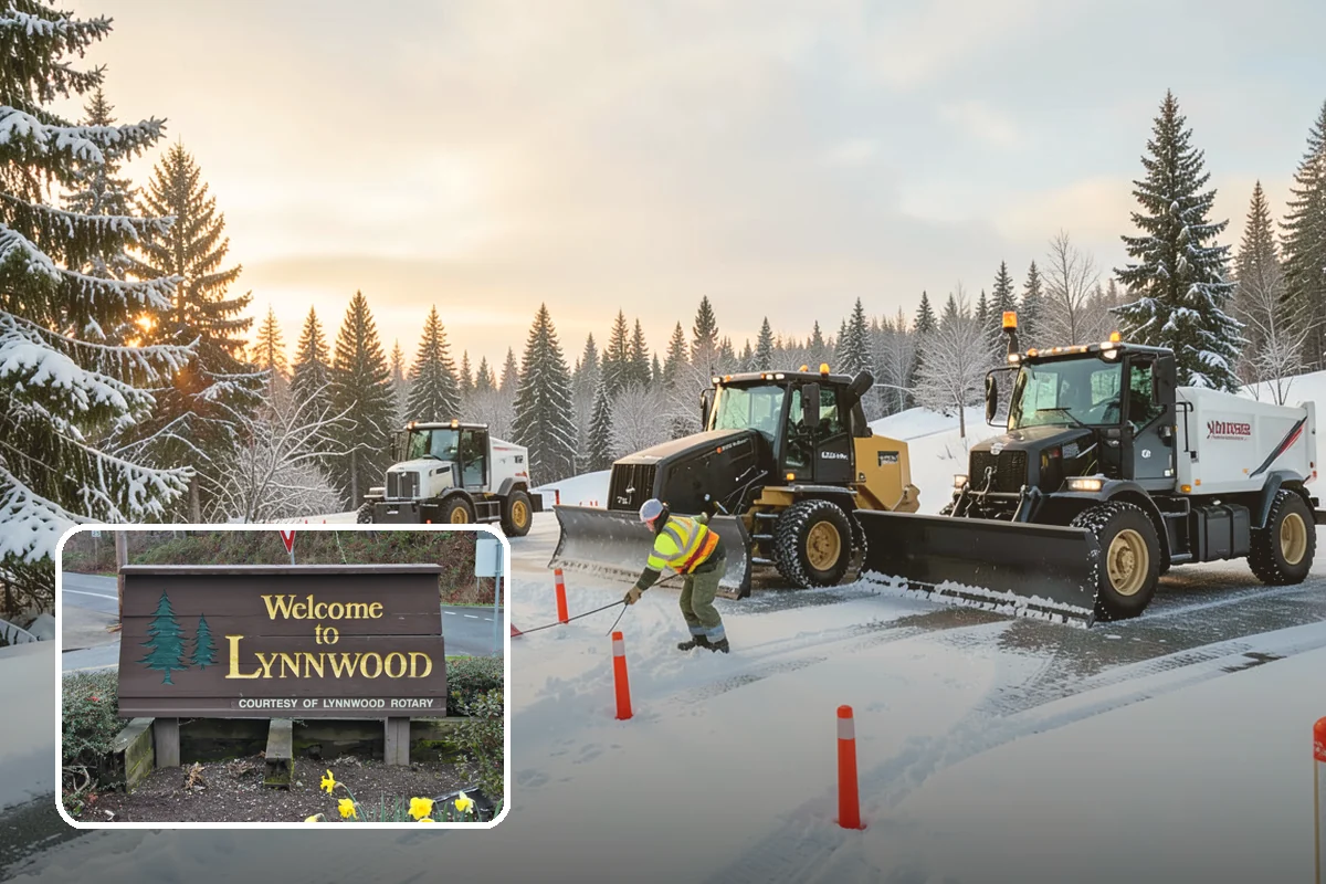 Industrial Facility Snow Plowing in Lynnwood, Snohomish County, WA - Wide yards and truck routes cleared with heavy equipment